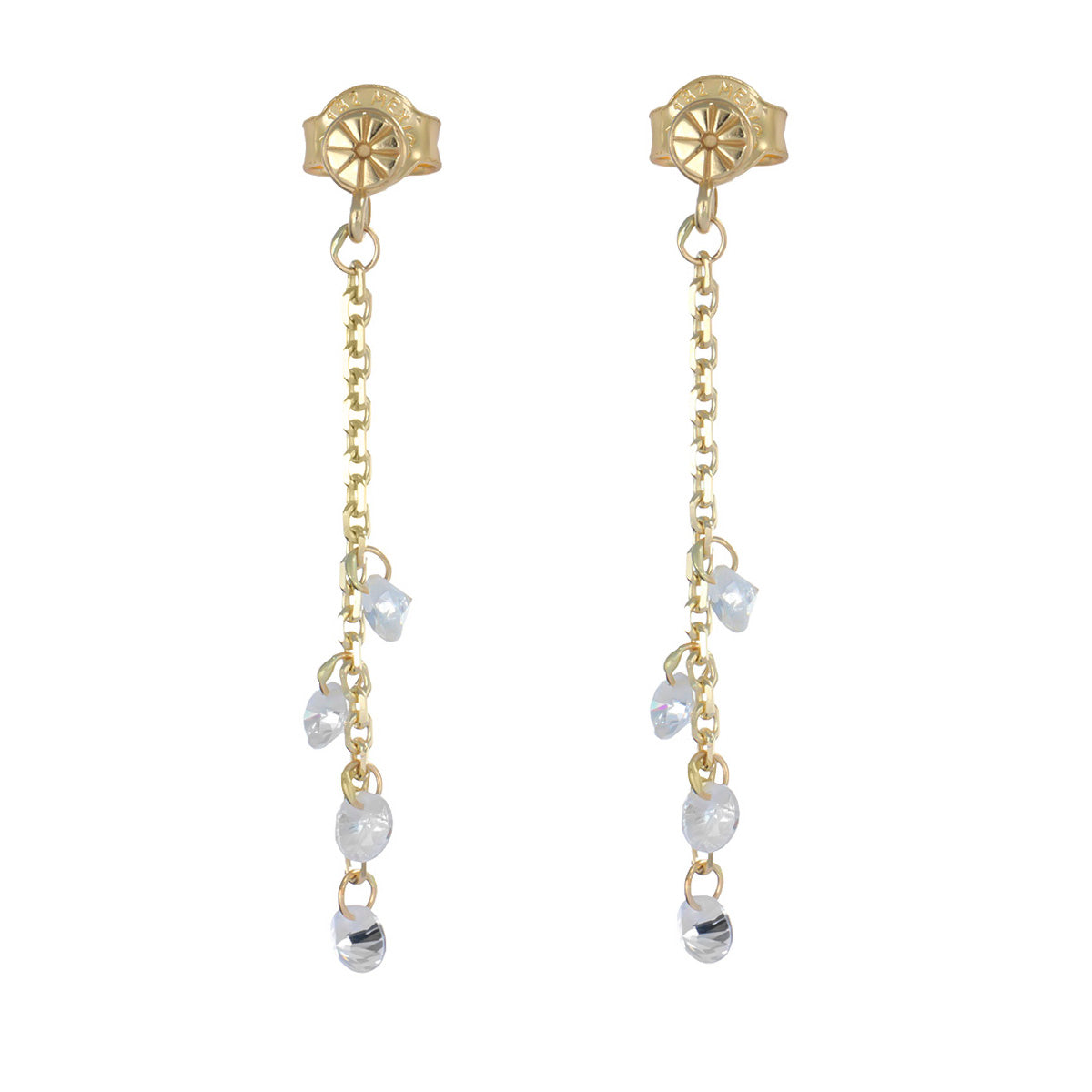 14k Gold Women's Earrings, 42mm With Zirconia Stone