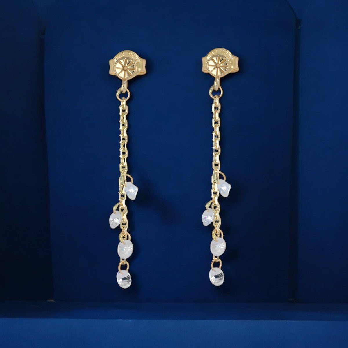 14k Gold Women's Earrings, 42mm With Zirconia Stone