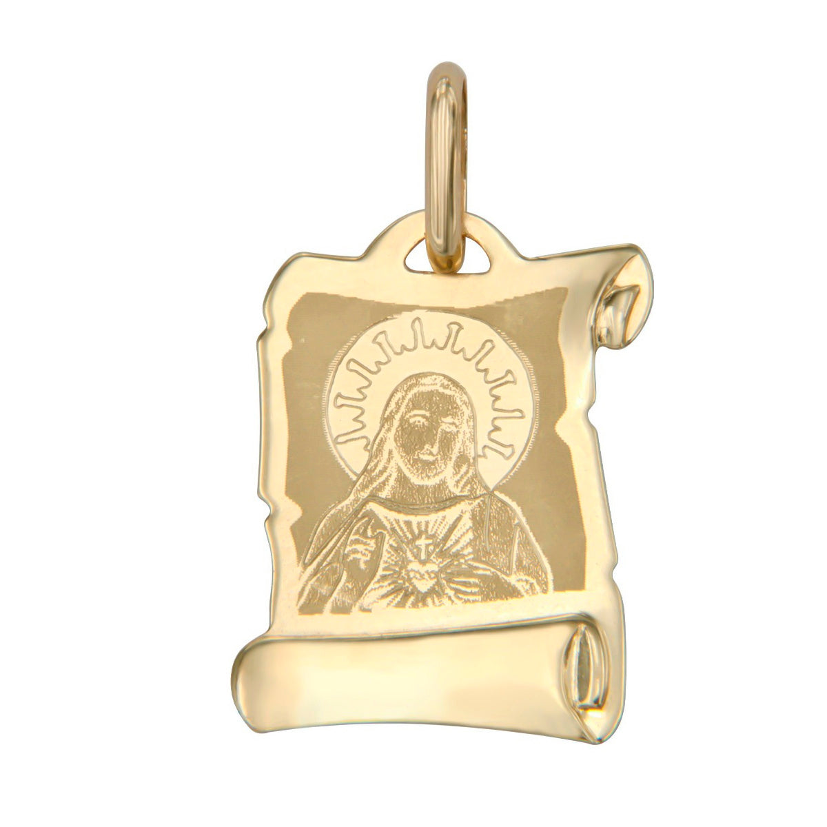 14k Gold Laser Cut Sacred Heart of Jesus Medal