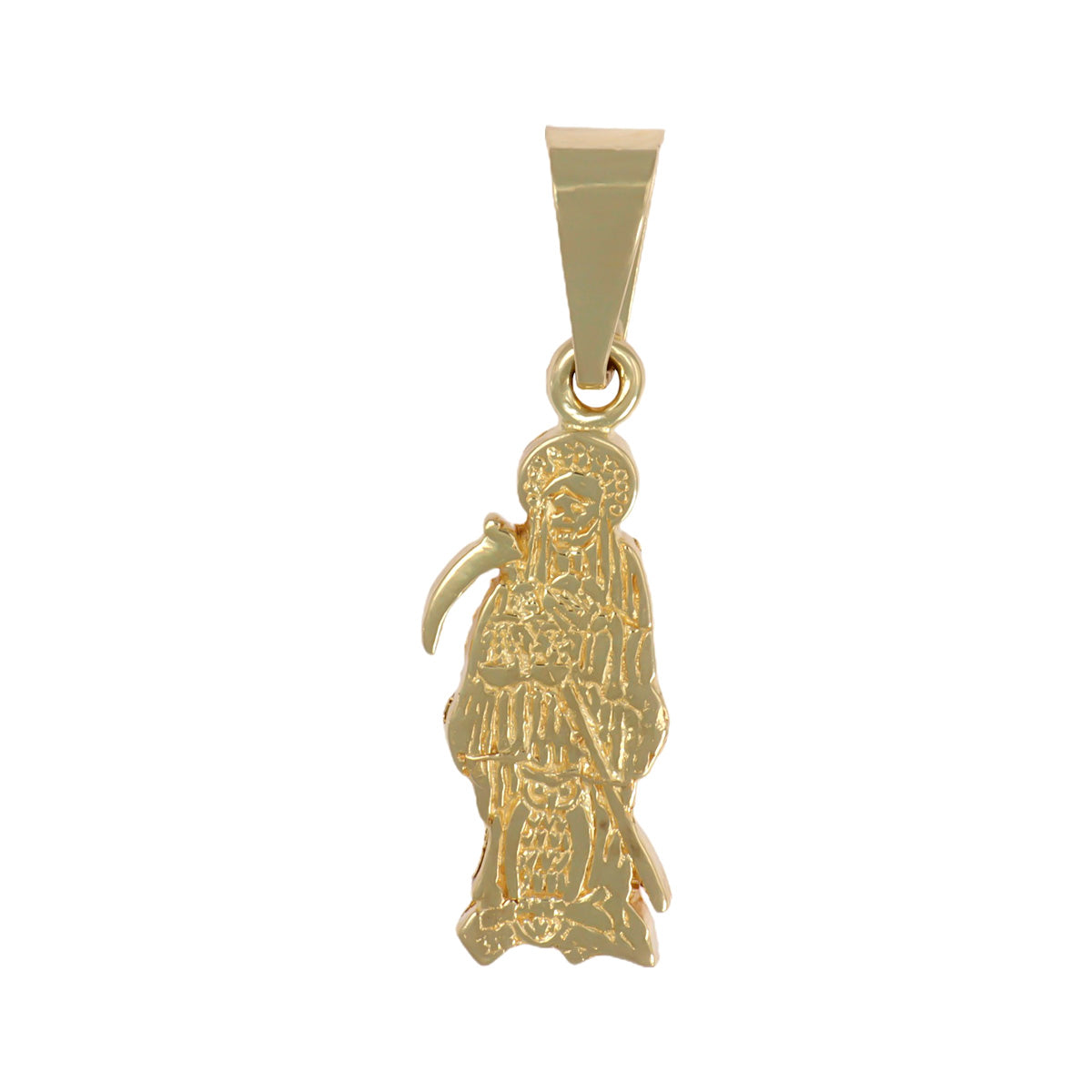 10k Gold Santa Muerte Pendant, 2.7cm