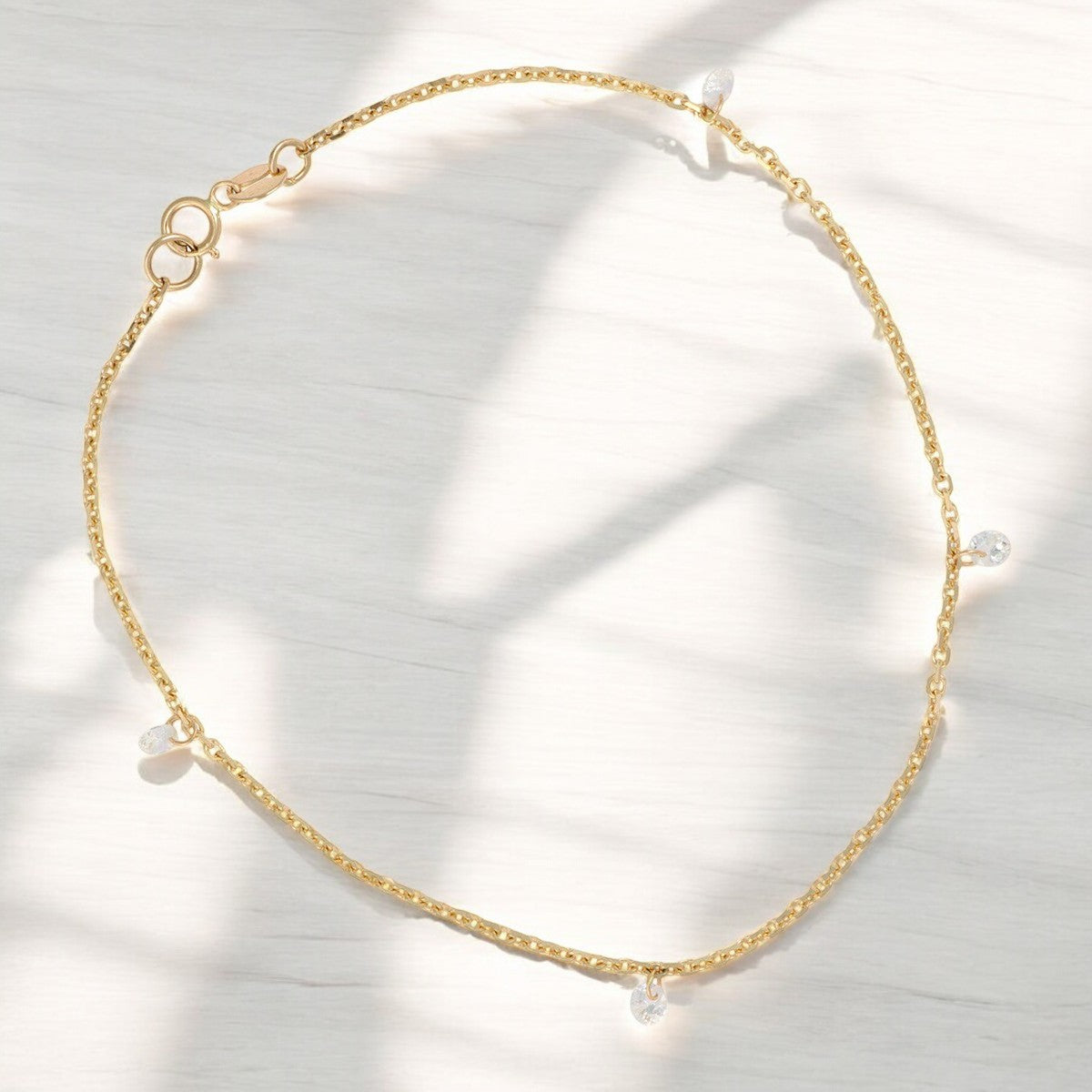 Women's 14k Gold Bracelet with Stone, 18cm