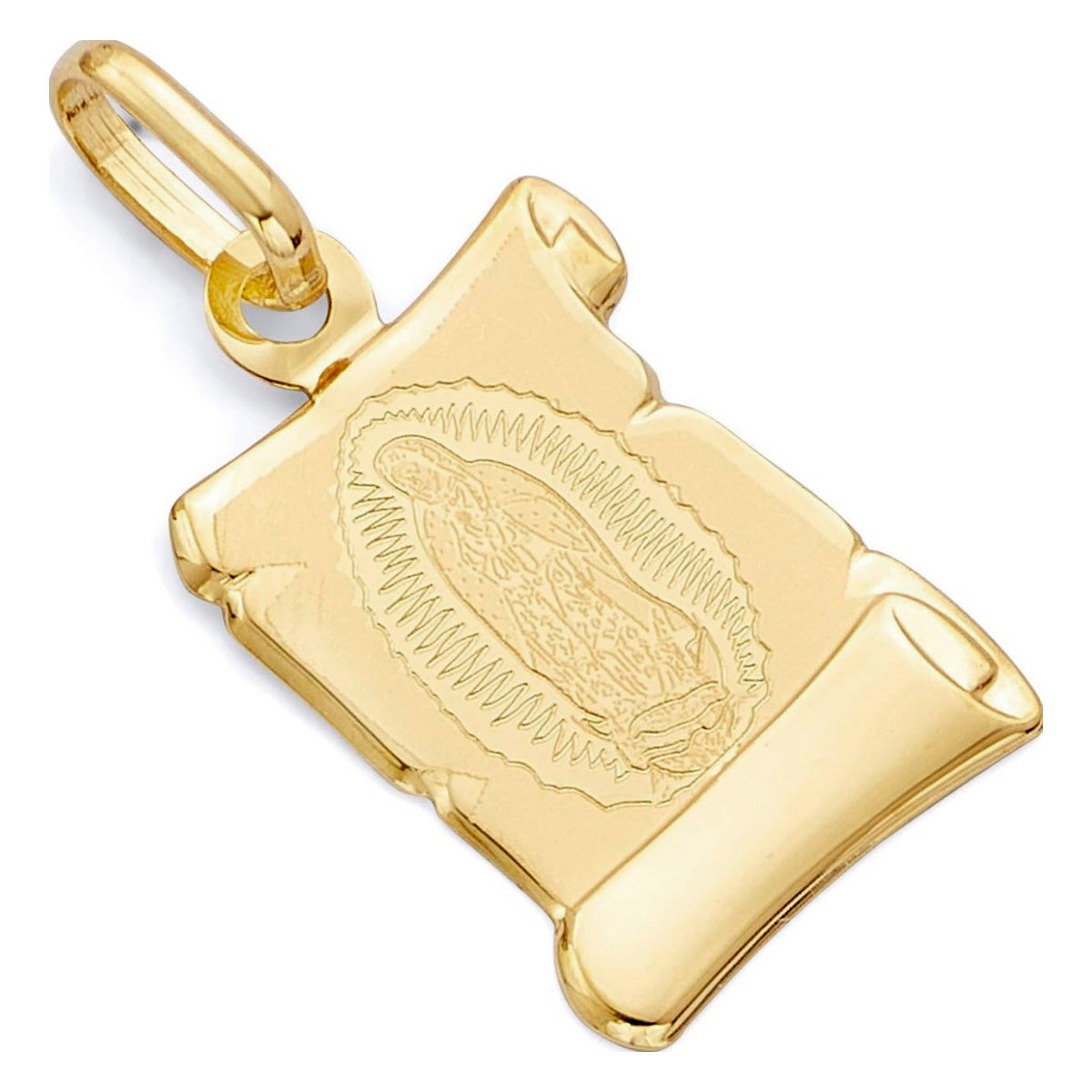 14k Gold Italian Virgin Mary Medal Necklace