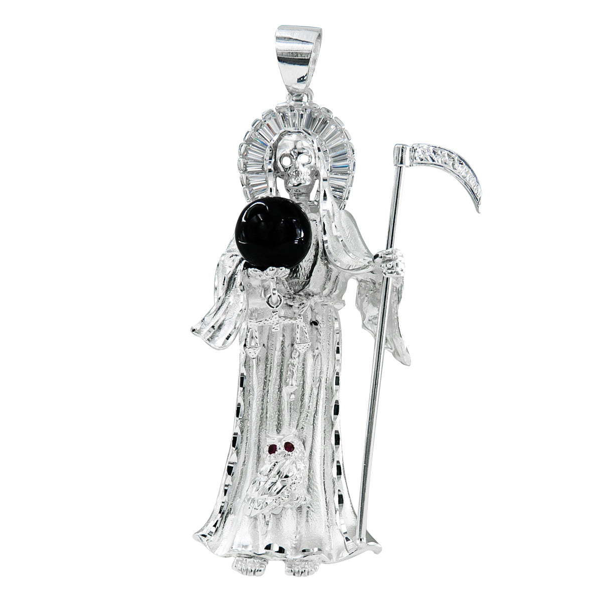 925 Silver Santa Muerte Pendant 2.7cm