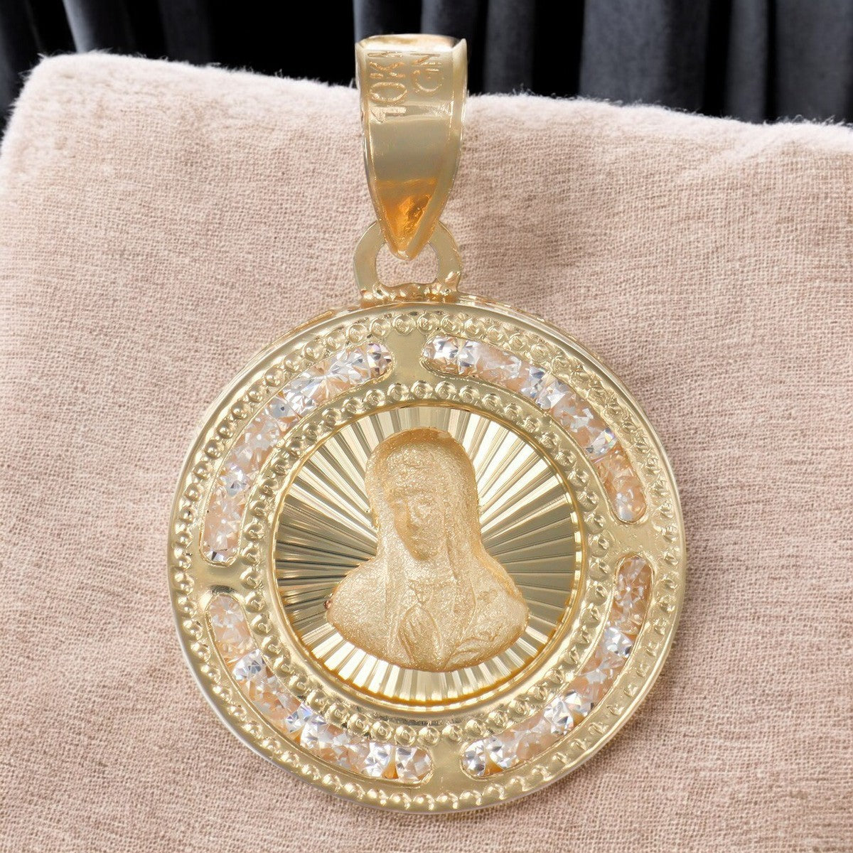 10k Gold Medal National Virgin Mary Face Pendant