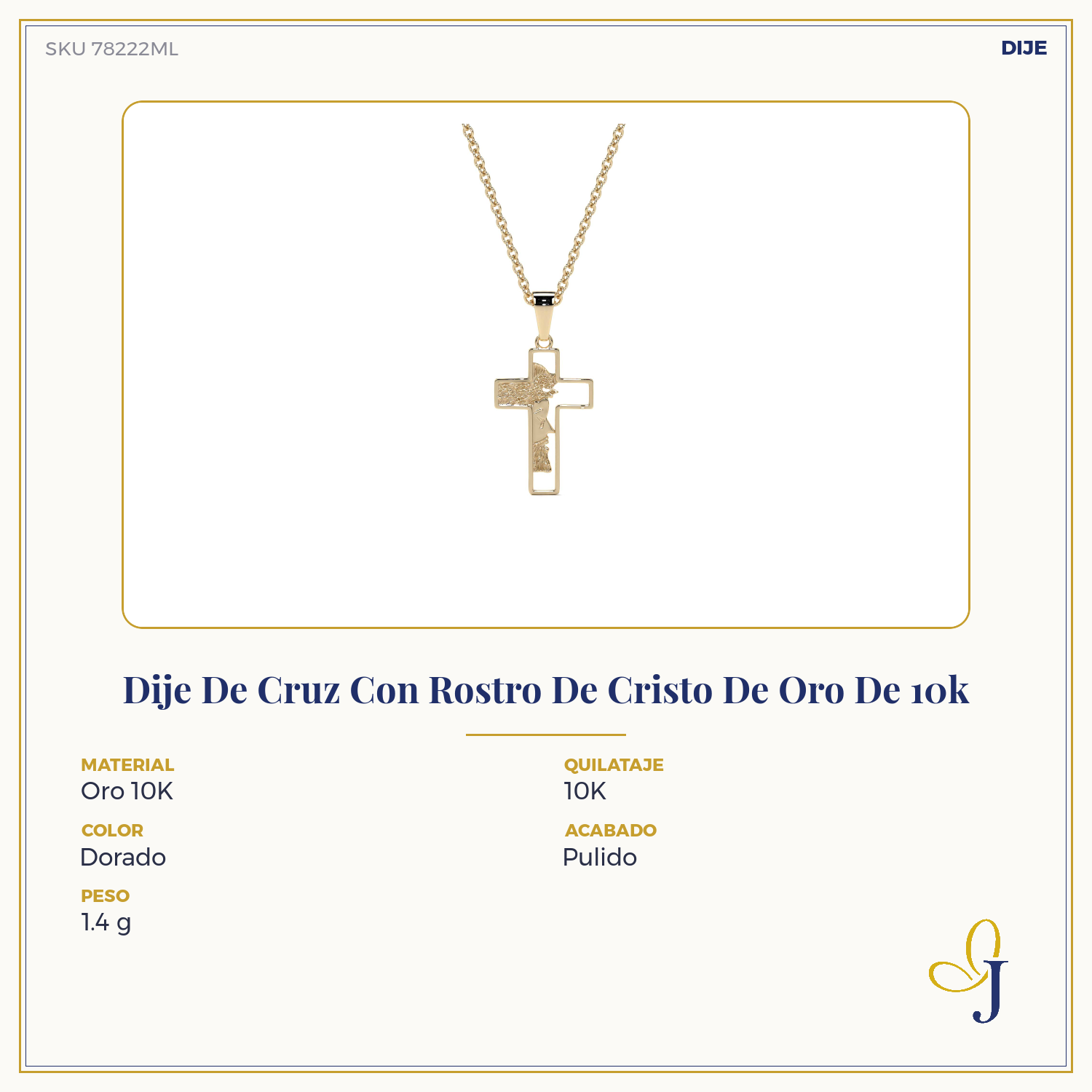 10k Gold Jesus Face Cross Pendant