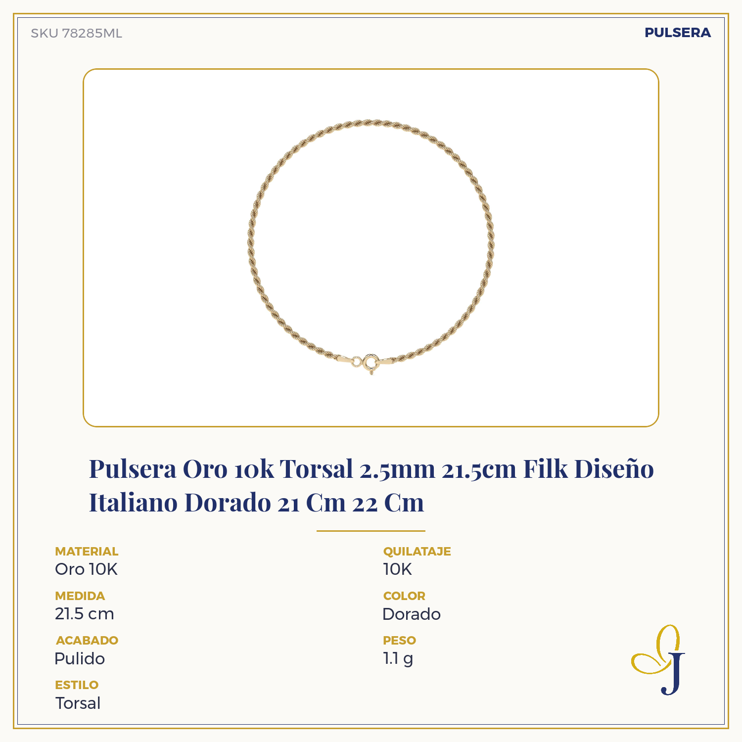 Women's 10K Gold Torsal Style Bracelet | Italian Fine Jewelry