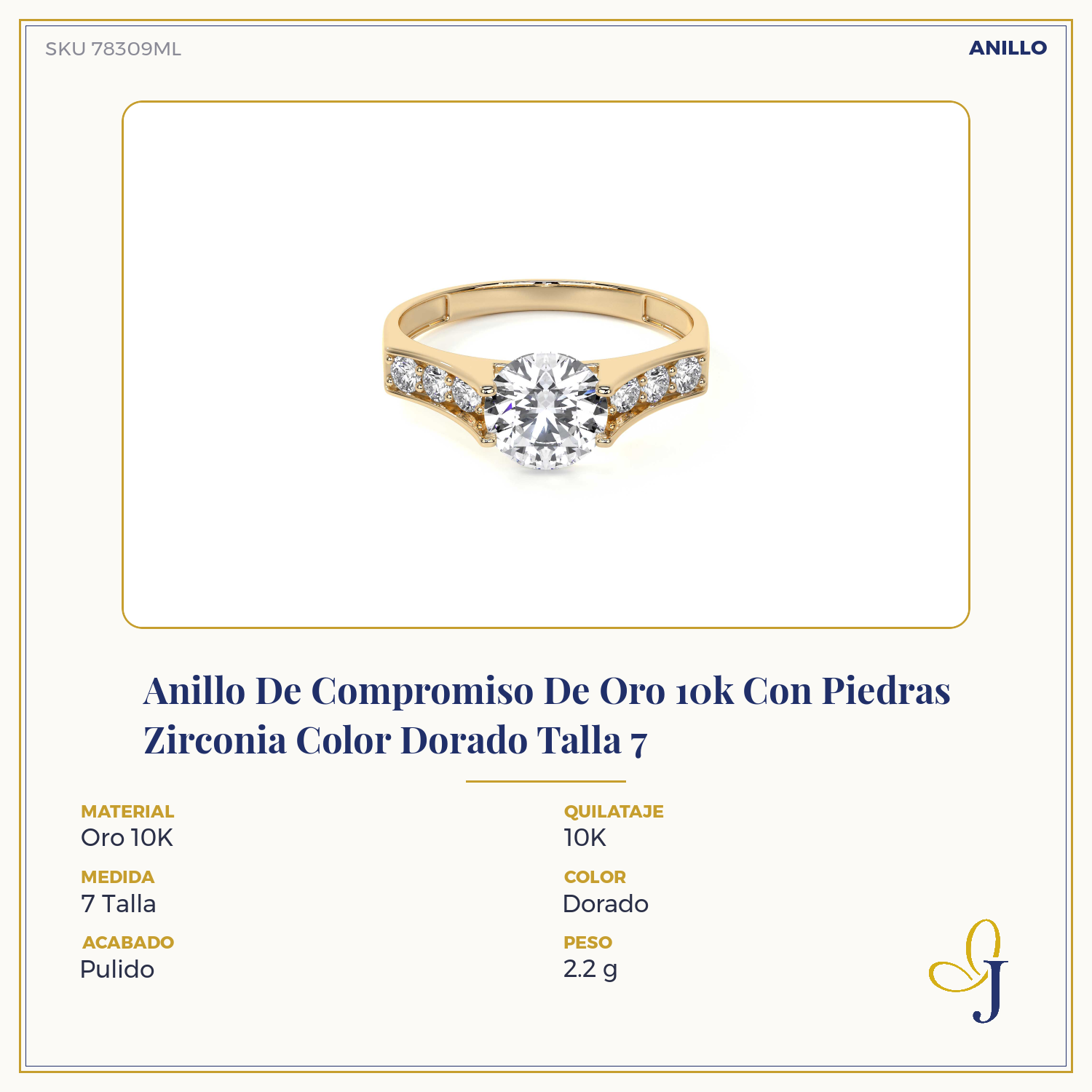 10k Gold Engagement Ring with Zirconia Stones