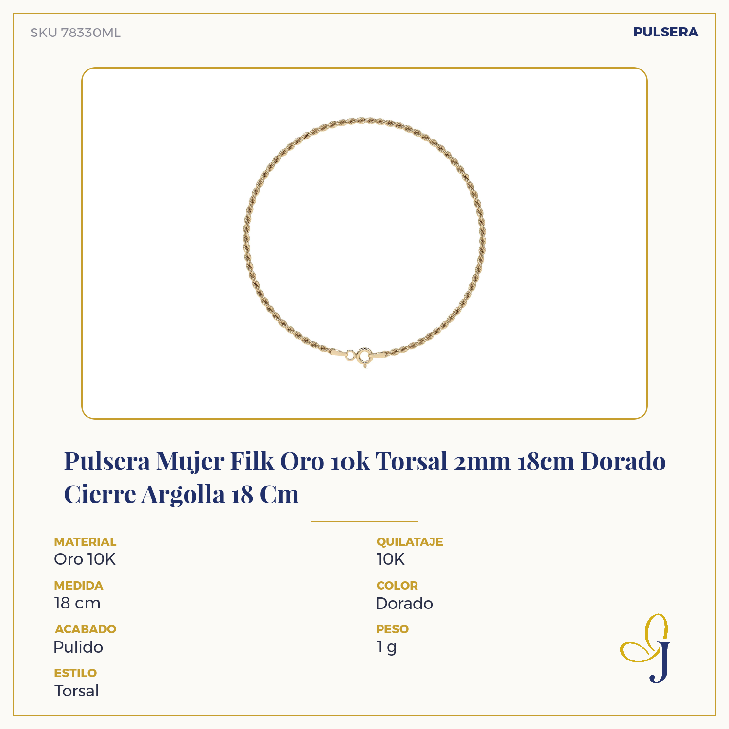 Women's 10K Gold Torsal Style Bracelet | Italian Fine Jewelry