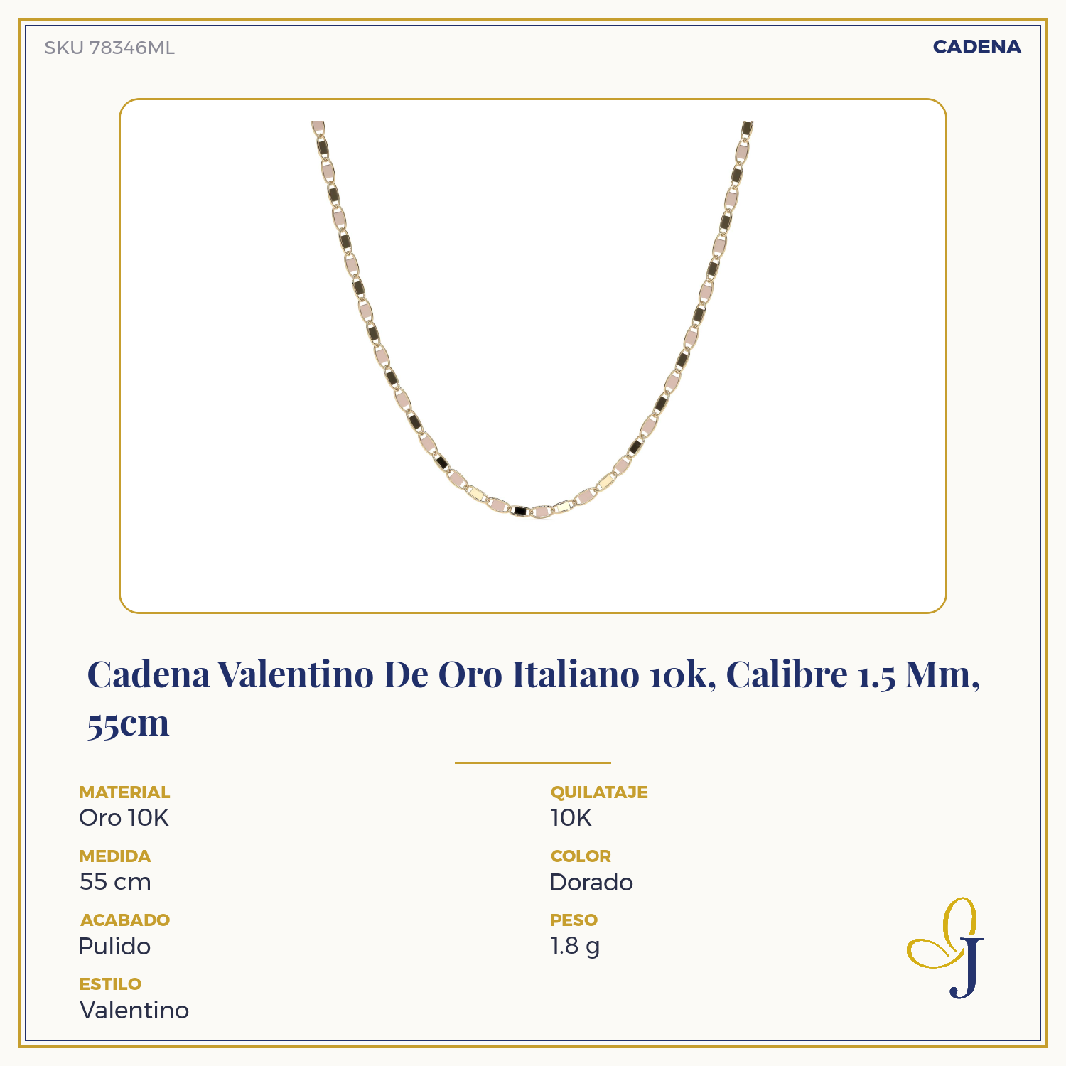 10k Italian Gold Valentino Bracelet, 1.4mm Gauge, 18cm