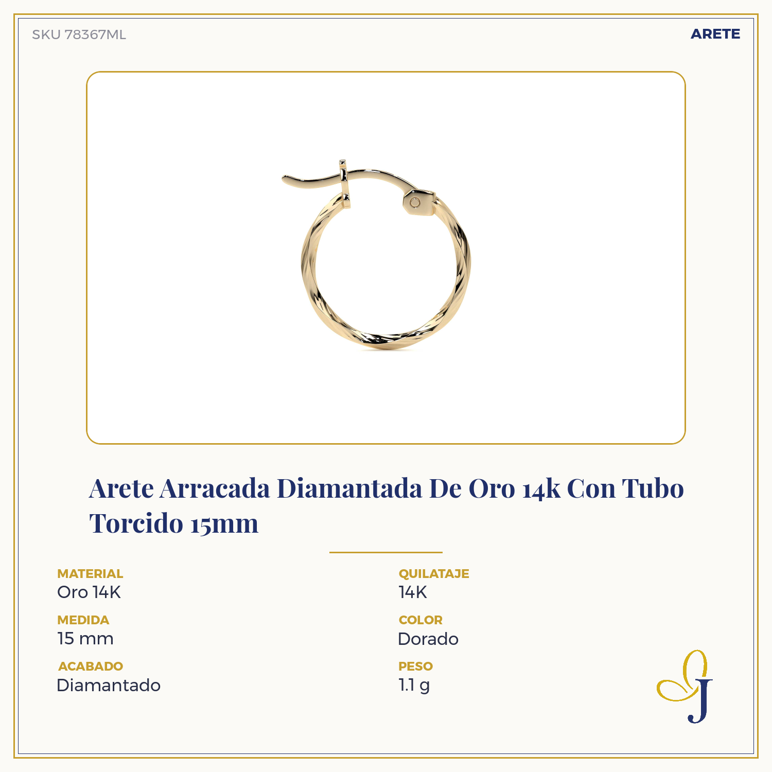 14k Gold Diamond-Cut Twisted Hoop Earring