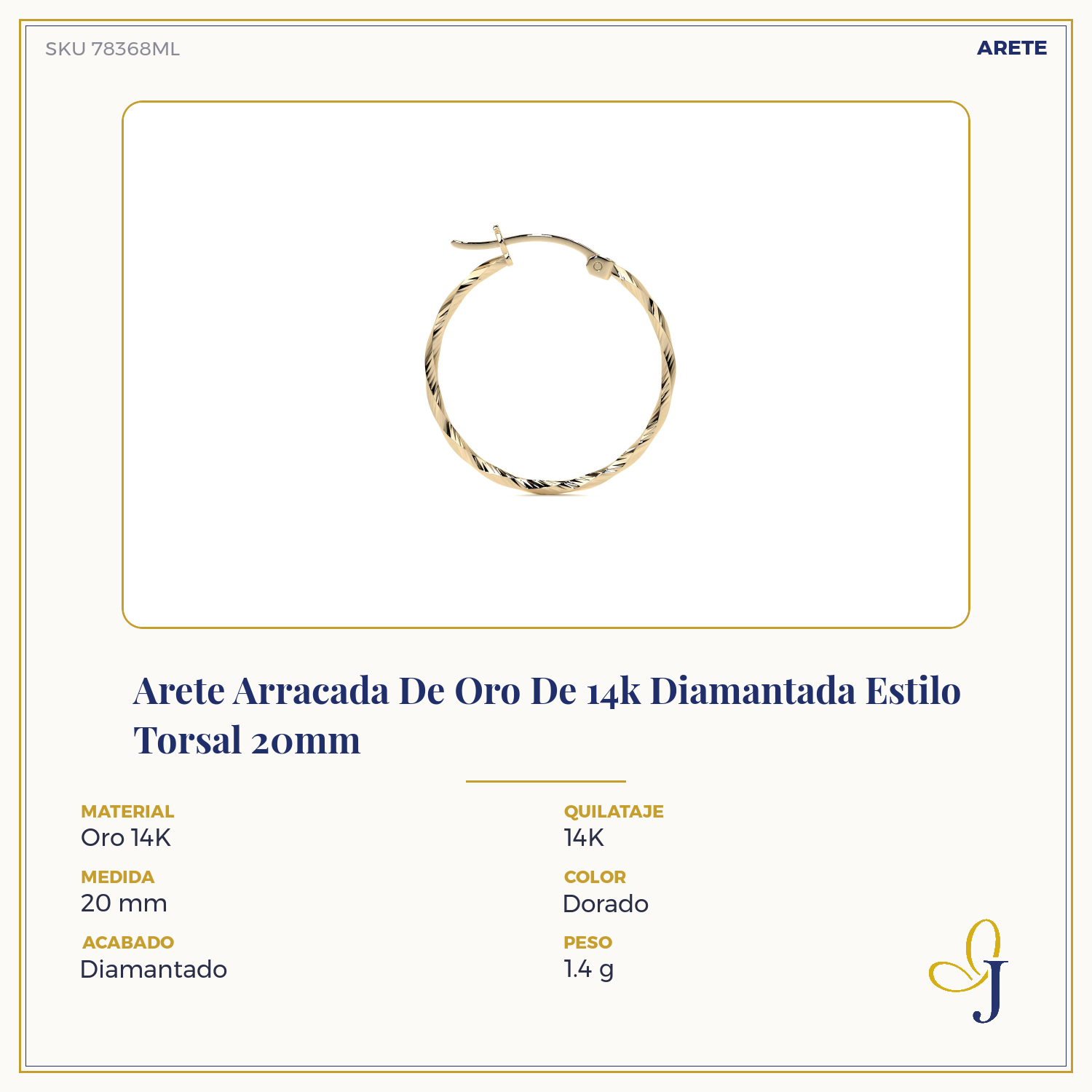 14k Gold Diamond-Cut Twisted Hoop Earring