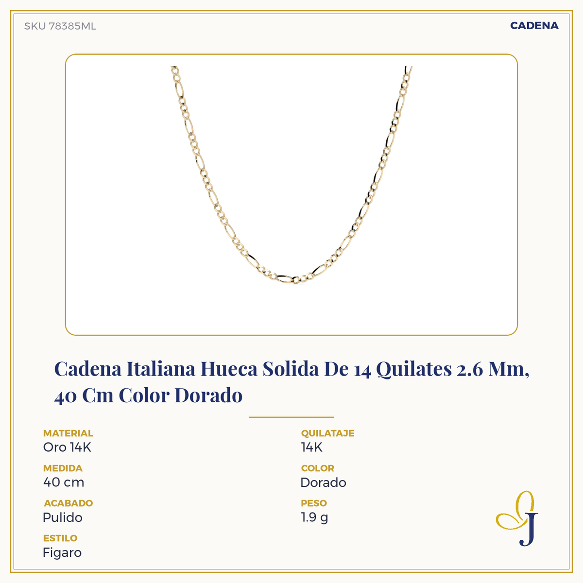 14K Gold Hollow Figaro 3+1 Chain for Men and Women | Italian Necklace 2.6mm with Lobster Clasp | 40 to 60 cm