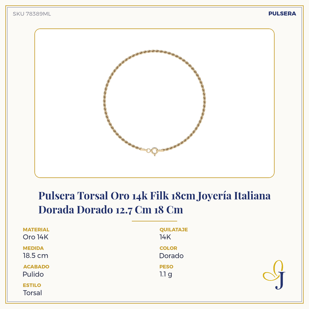 14K Gold Women's Rope Chain Bracelet | Italian Fine Jewelry