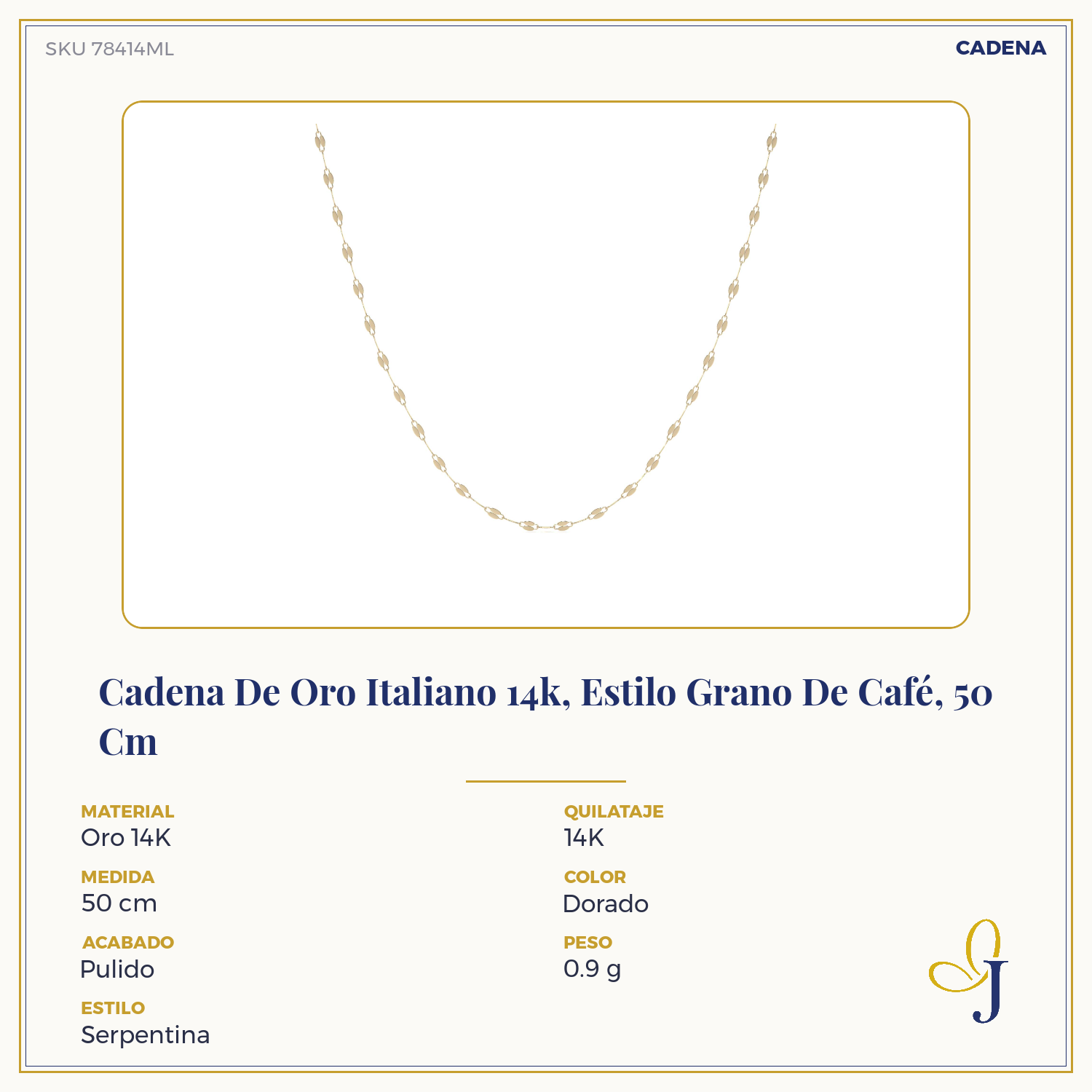 10k Italian Gold Chain, Coffee Bean Style