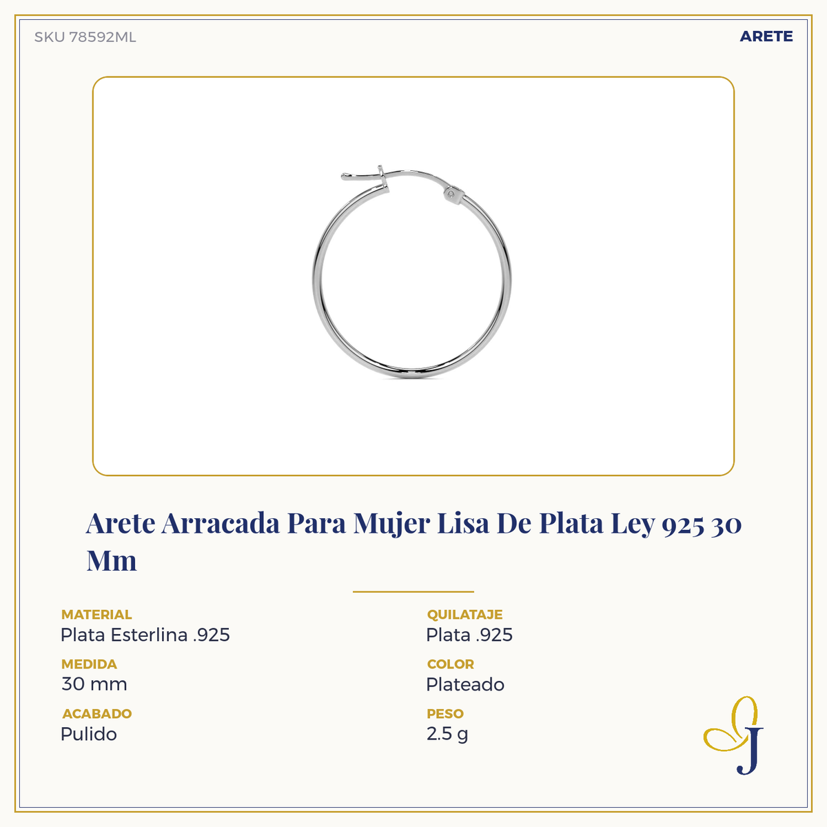 Women's Lightweight Sterling Silver Hoop Earring