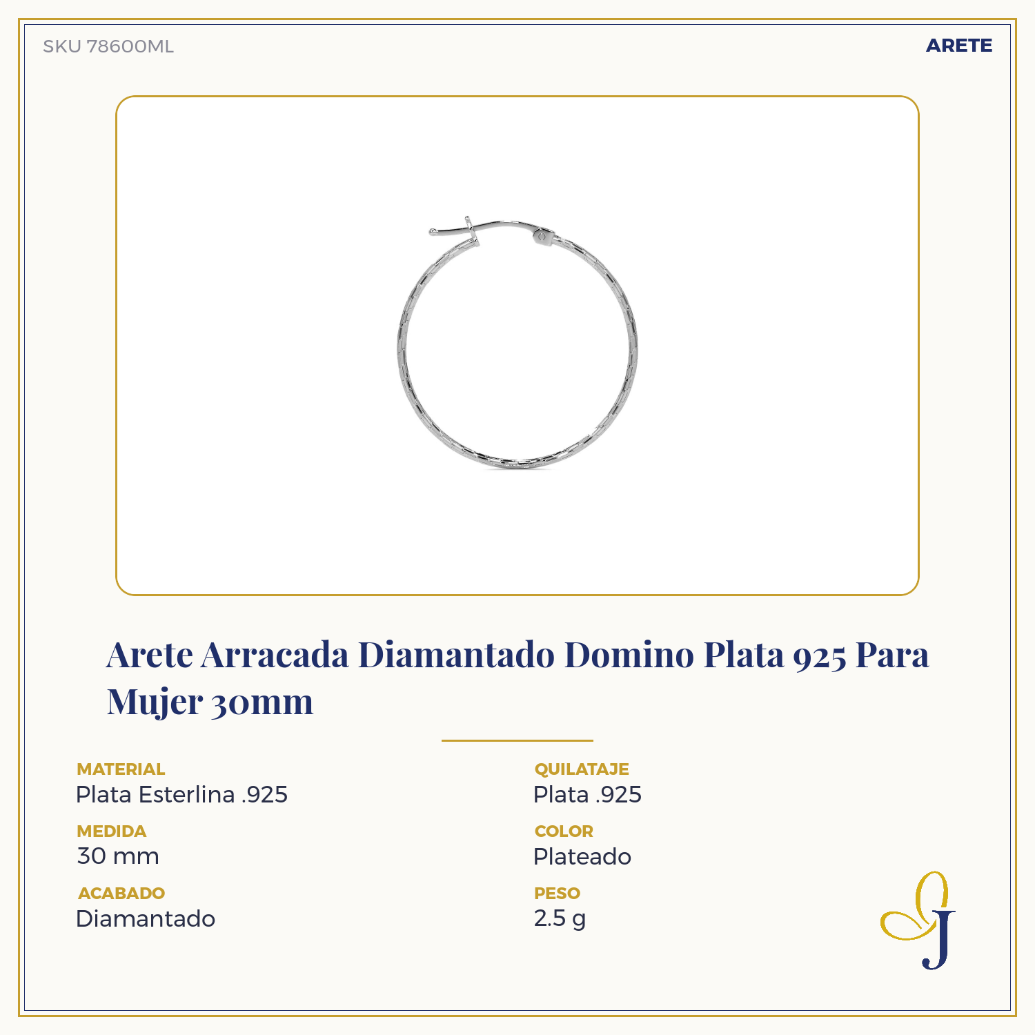 925 Sterling Silver Lightweight Diamond-Cut Arracada Hoop Earring for Women, Domino Style