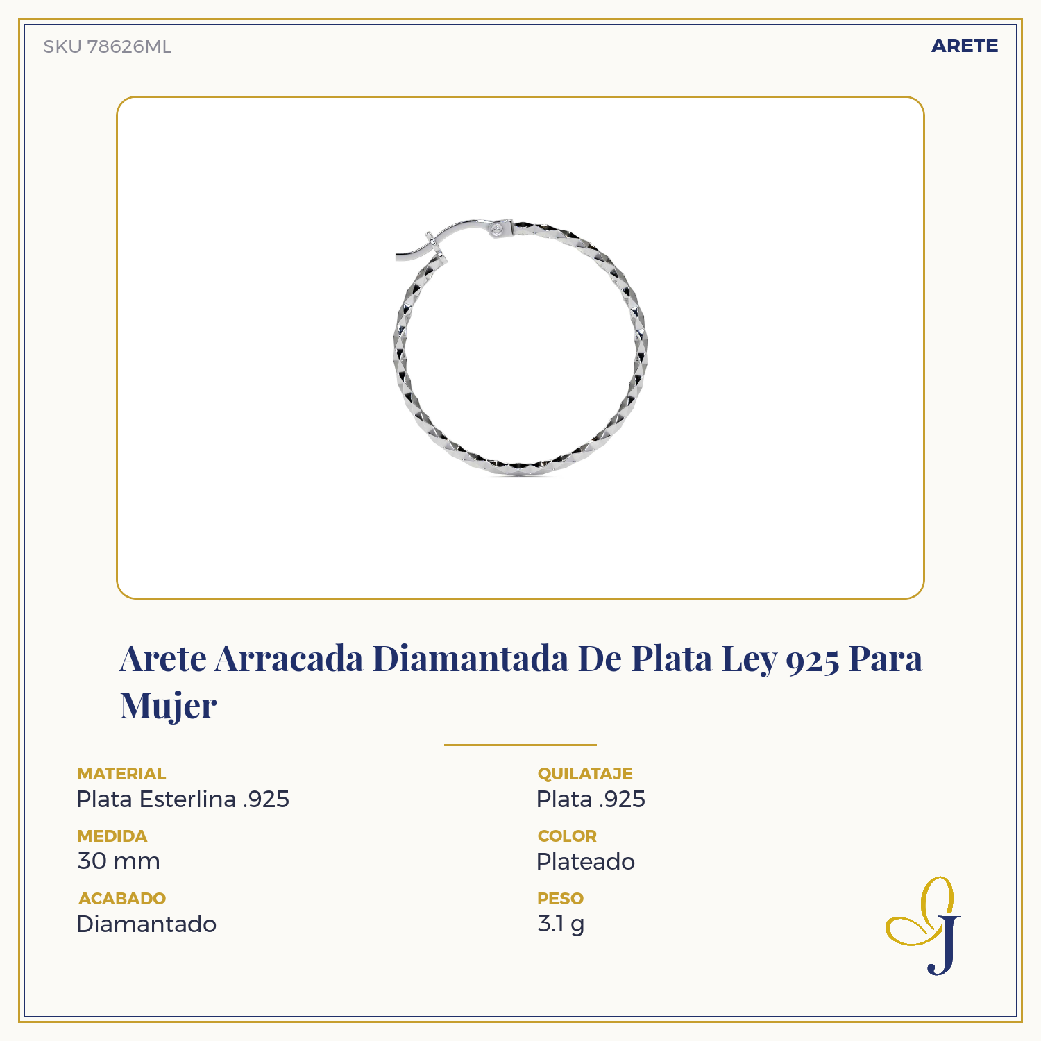925 Sterling Silver Diamond-Cut Arracada Hoop Earring for Women, Confetti Style