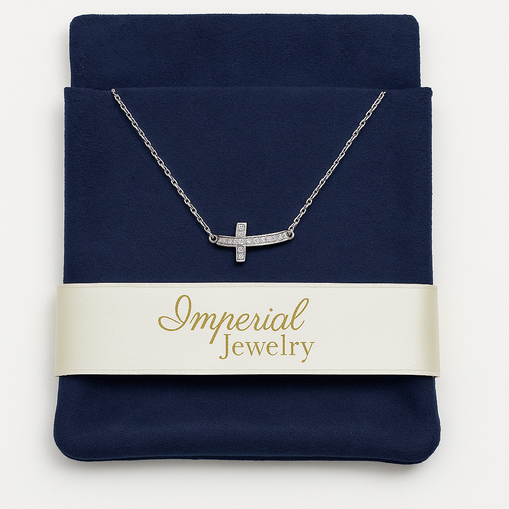 925 Silver Chain with Cross Pendant Shiny Women's Necklace