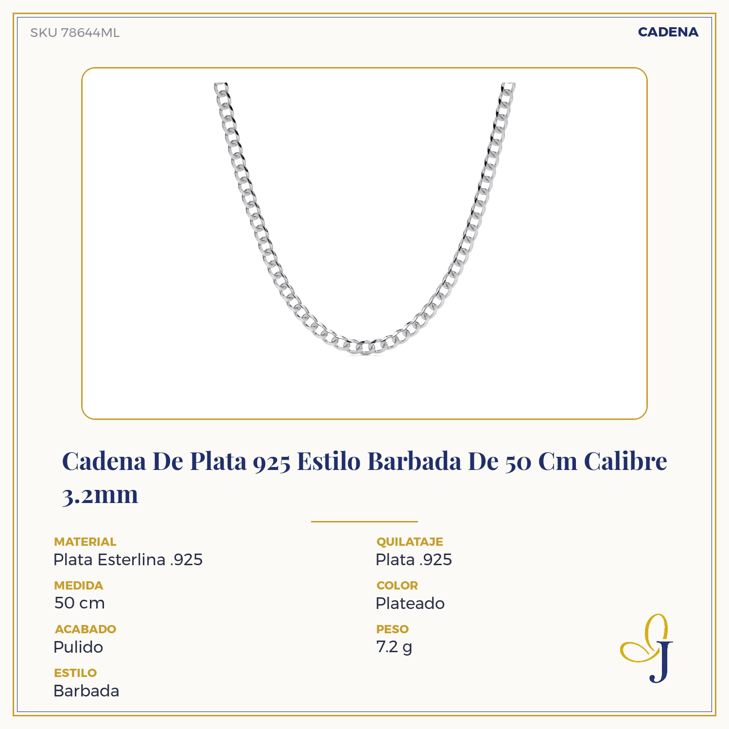 925 Sterling Silver Curb Chain, 3.2mm Gauge, in 5 Colors