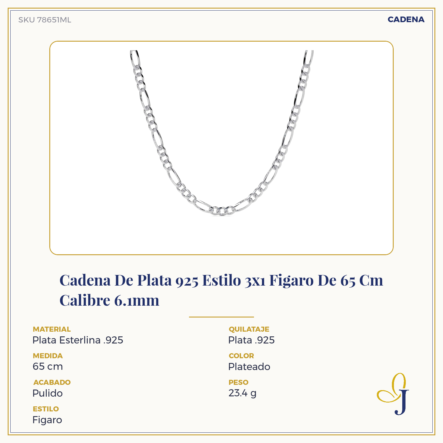 925 Sterling Silver Figaro 3x1 Chain, 6.1mm Gauge