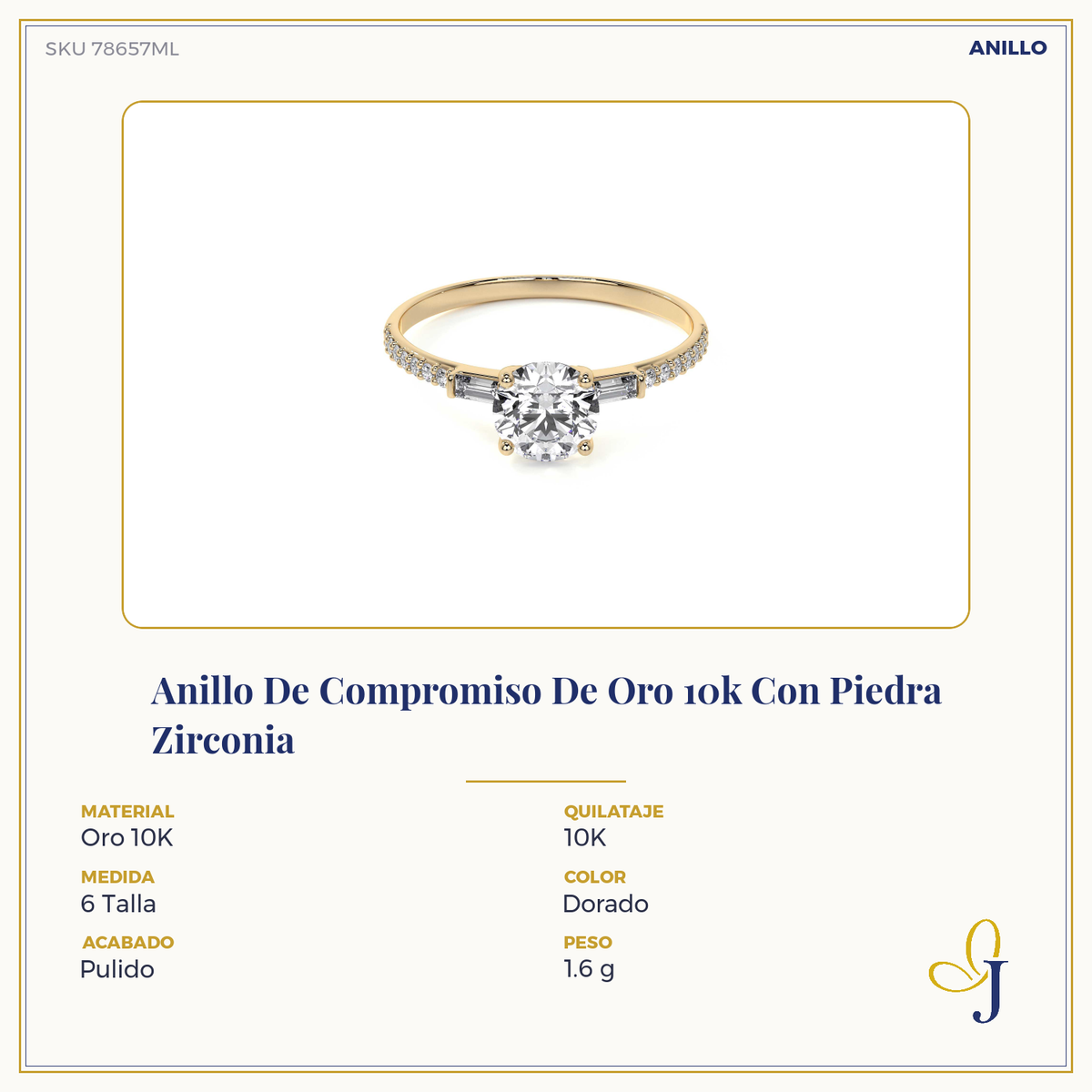 10k Gold Engagement Ring with Zirconia Stone