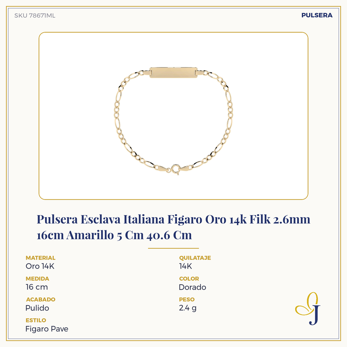 Italian Figaro Pave Bangle Bracelet 14k 2.6mm 16cm