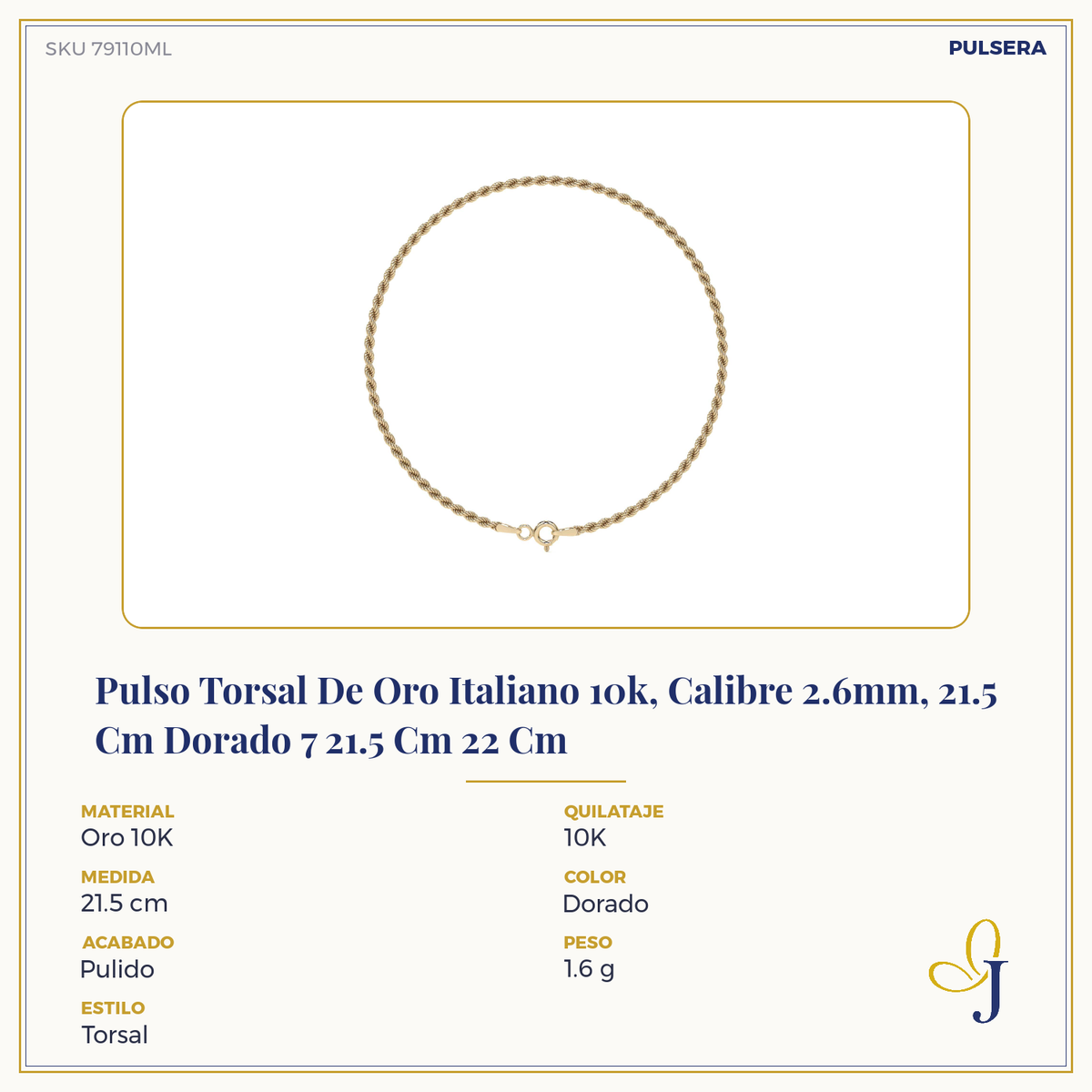 10K Gold Italian Torsal Style Bracelet for Men and Women | Elegant Unisex Bracelet (Copy)