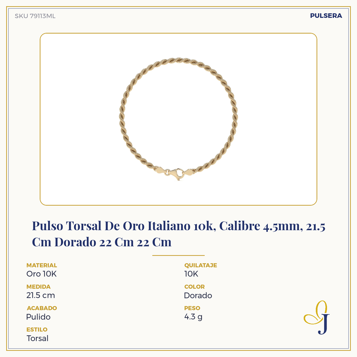 Men's 10K Gold Italian Torsal Style Bracelet | Elegant Men's Bracelet