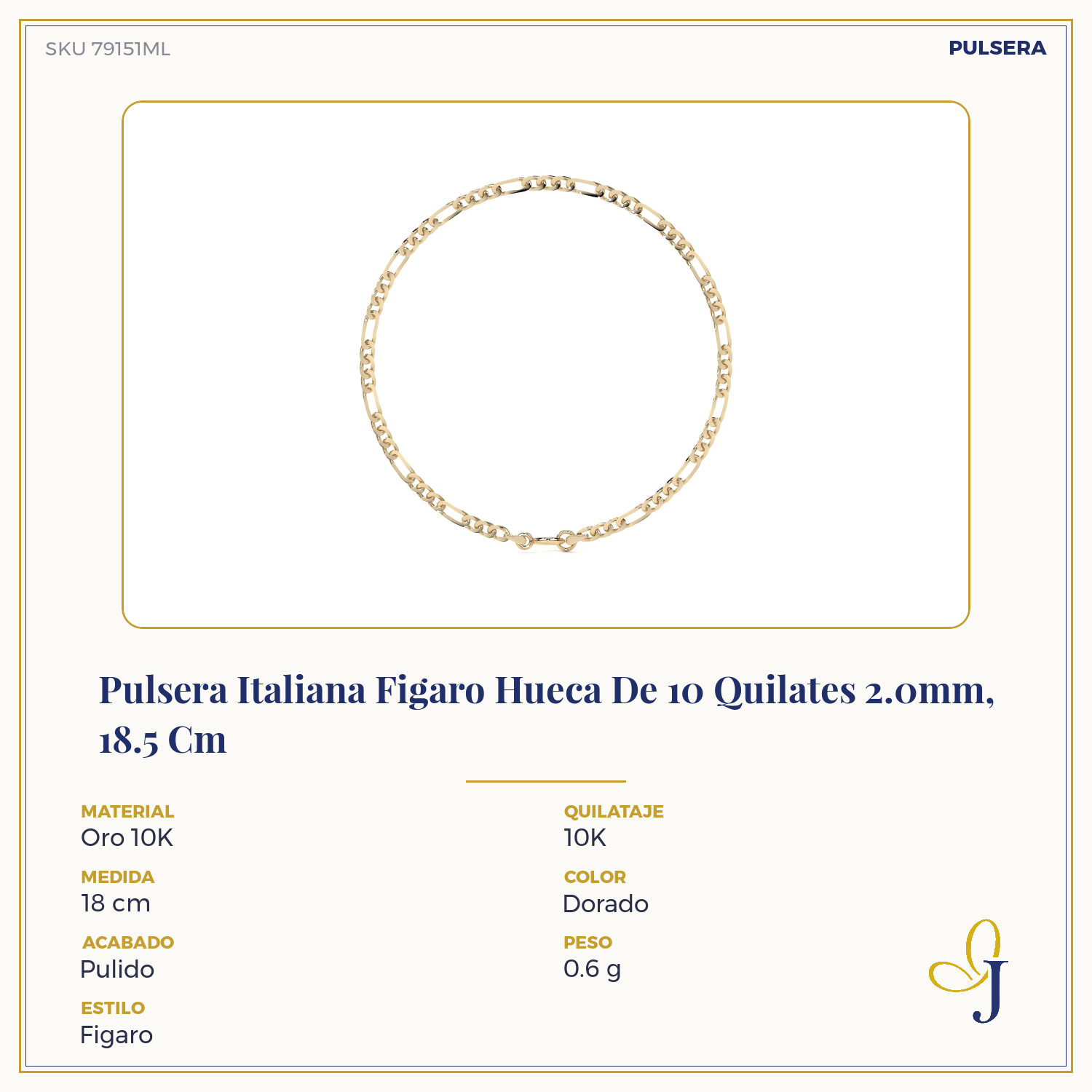 10K Hollow Figaro Italian Bracelet 2.0mm