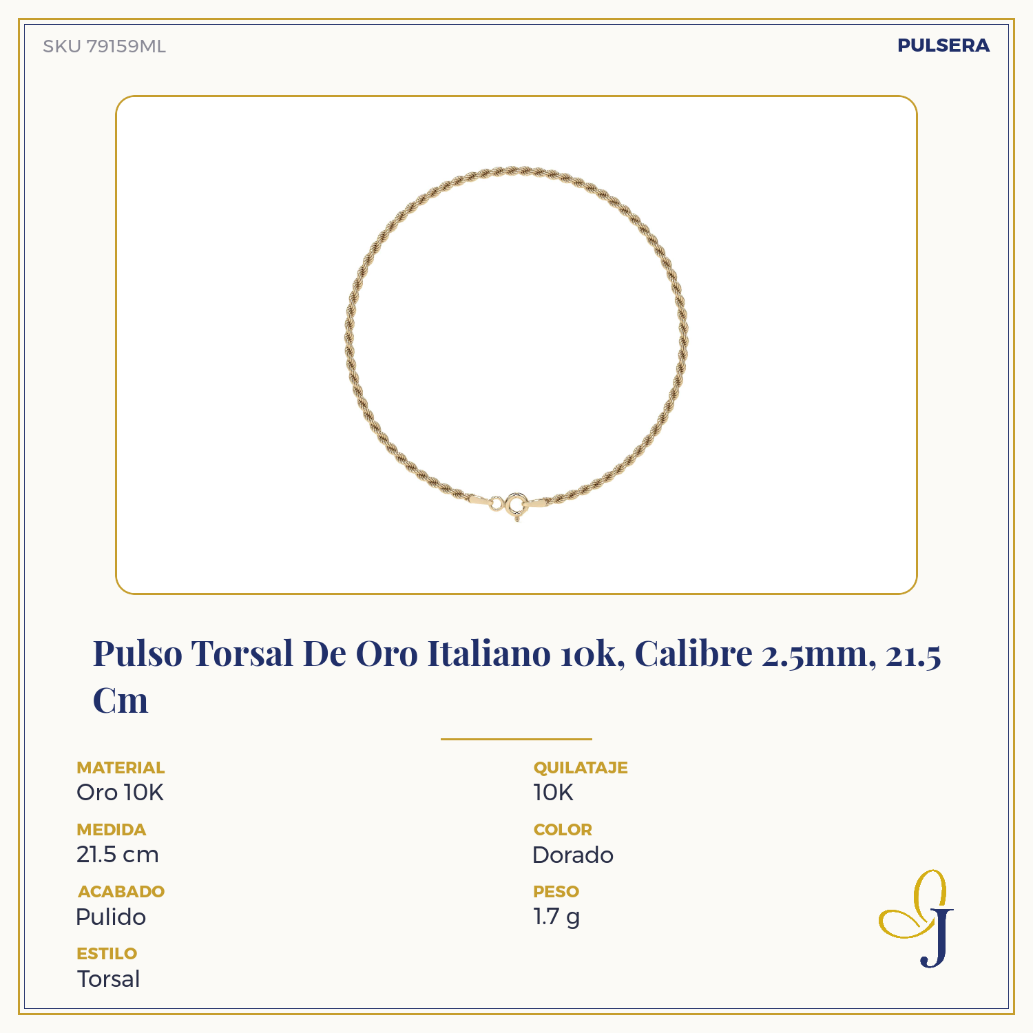 10K Gold Italian Torsal Style Bracelet for Men and Women | Elegant Unisex Bracelet