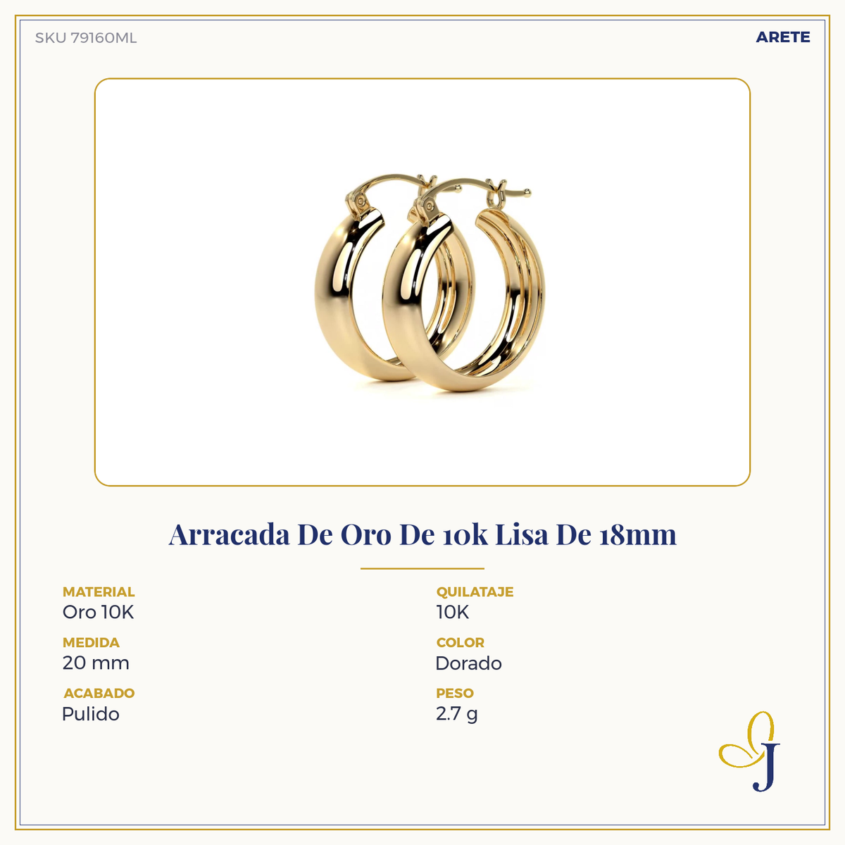 14k Gold Smooth Bangle Hoop Earring, 15mm, 6mm Wide