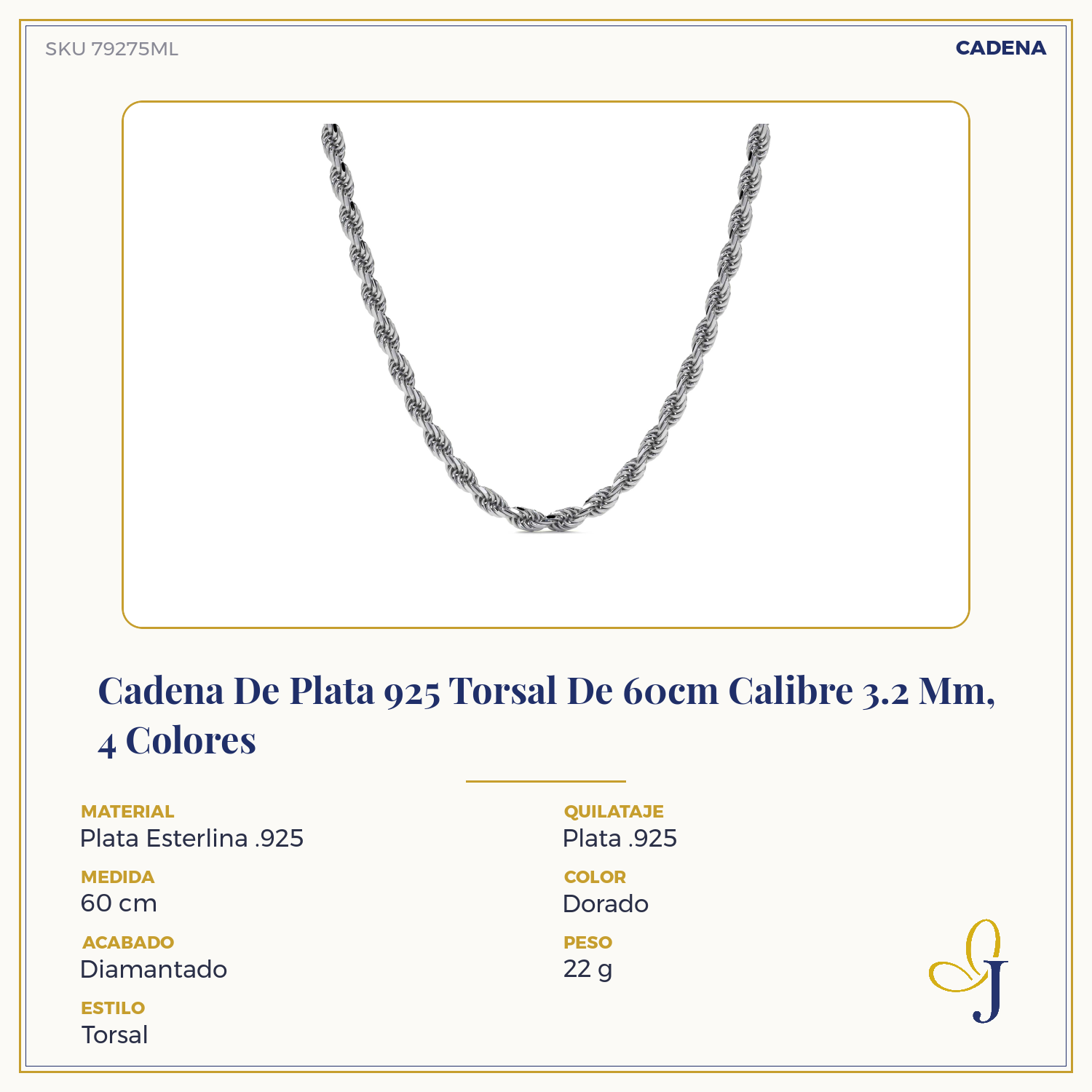 925 Sterling Silver Torsal Chain, 3.3mm Gauge