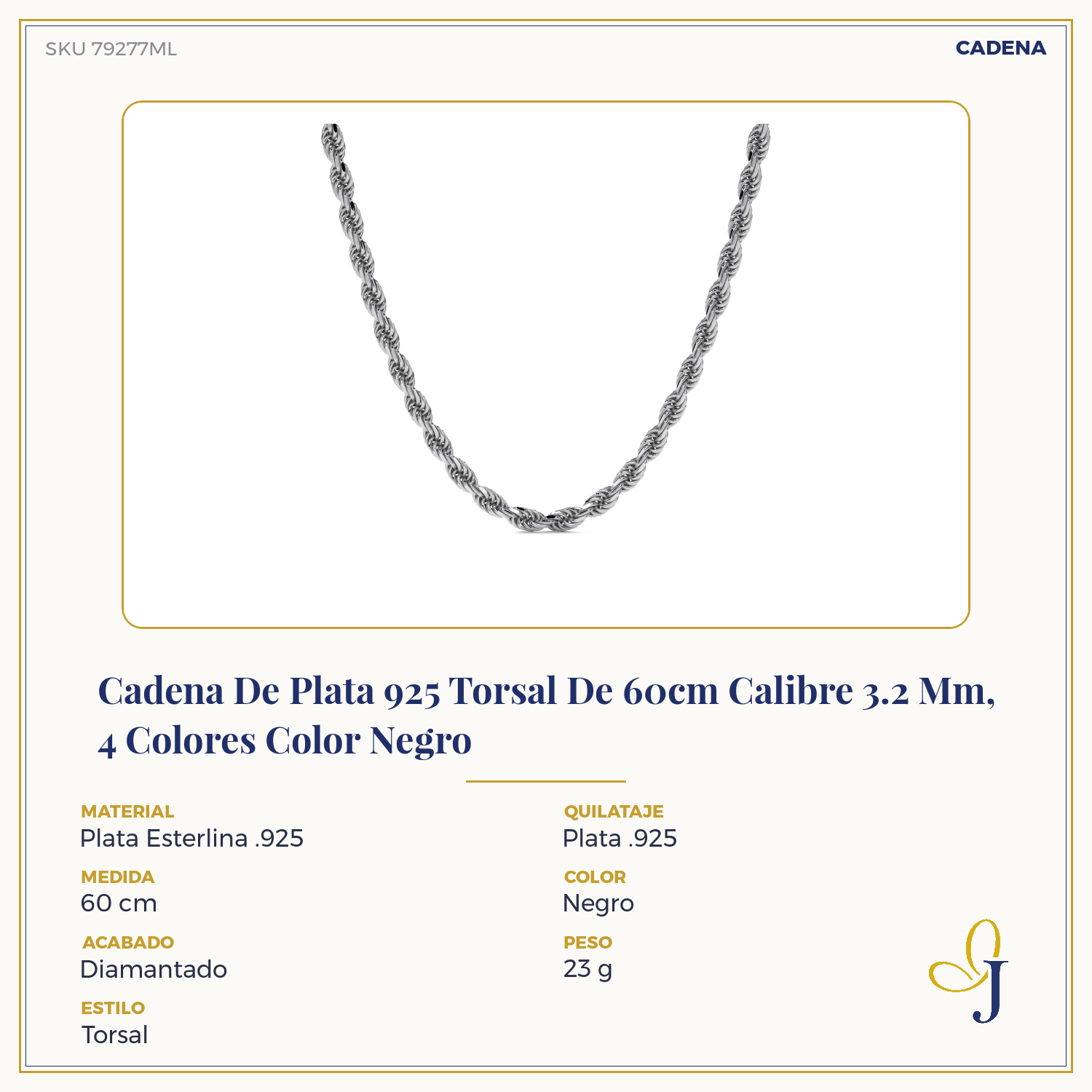 925 Sterling Silver Torsal Chain, 3.3mm Gauge