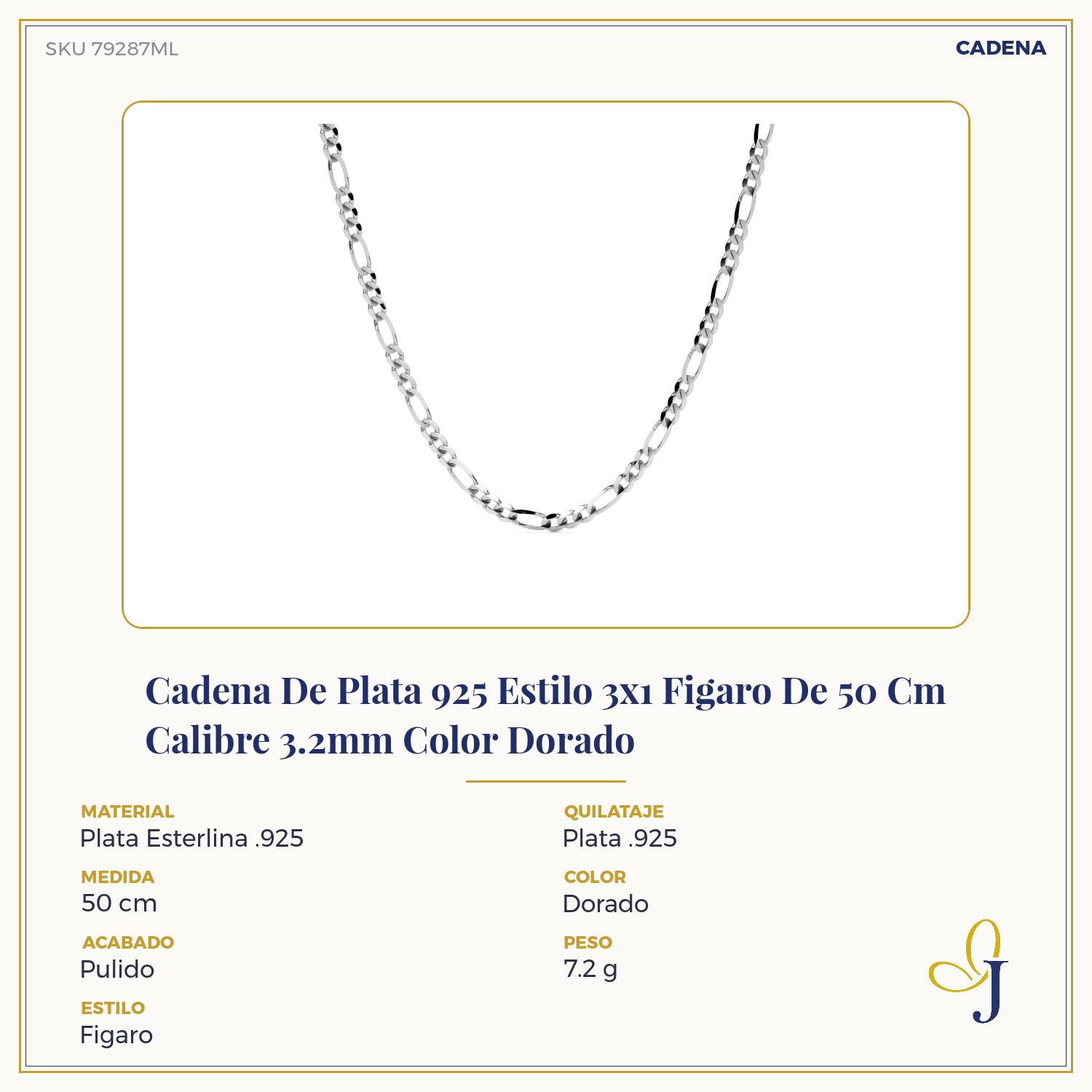 925 Silver Chain 3x1 Figaro Style 3.2mm Gauge in 5 Colors