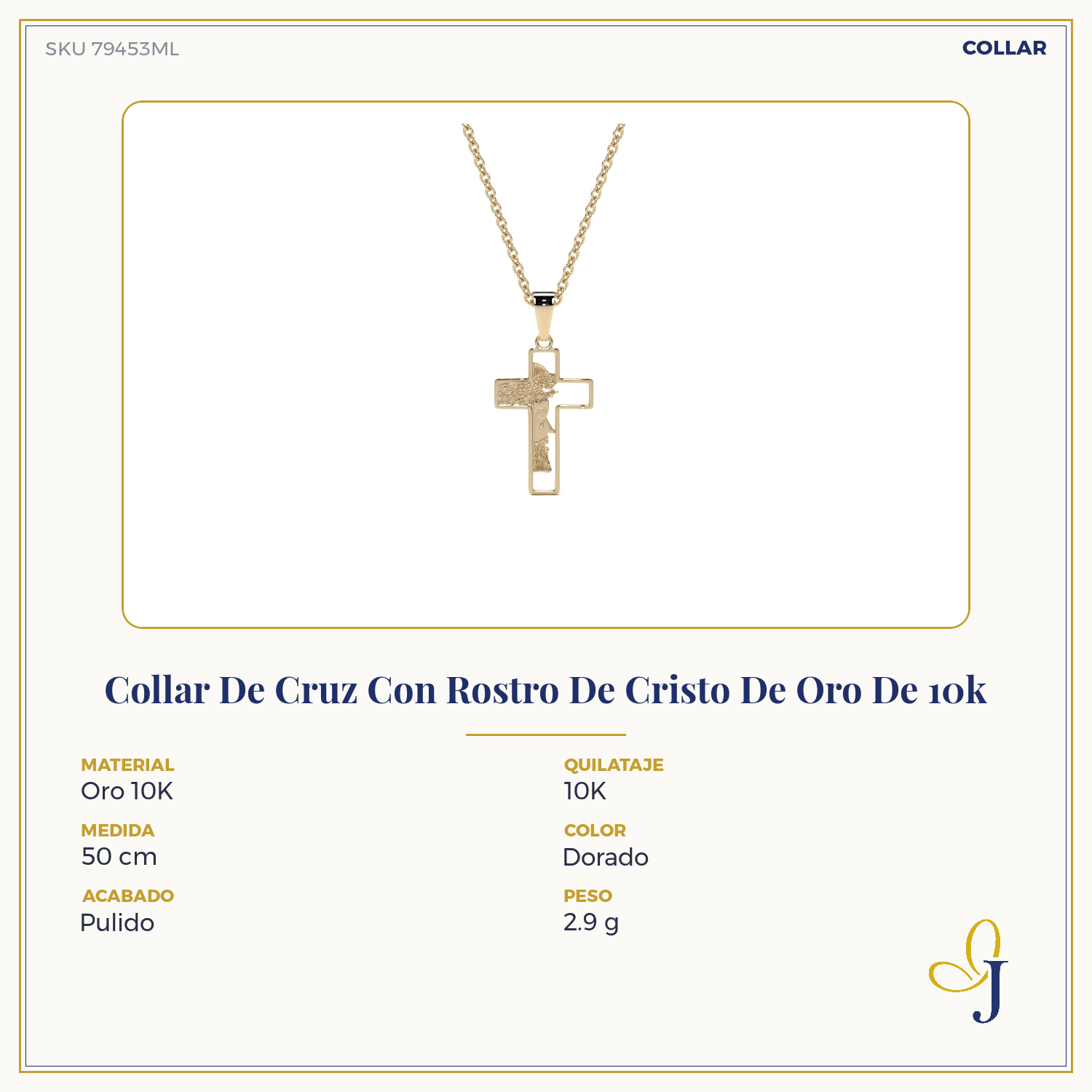 10K Gold Cross Necklace with Face of Christ