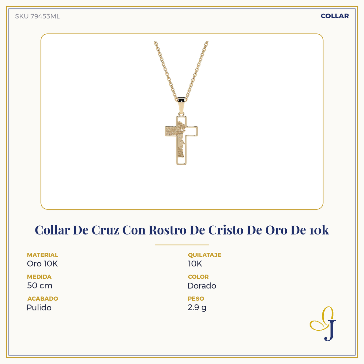 10k Gold Jesus Face Cross Pendant