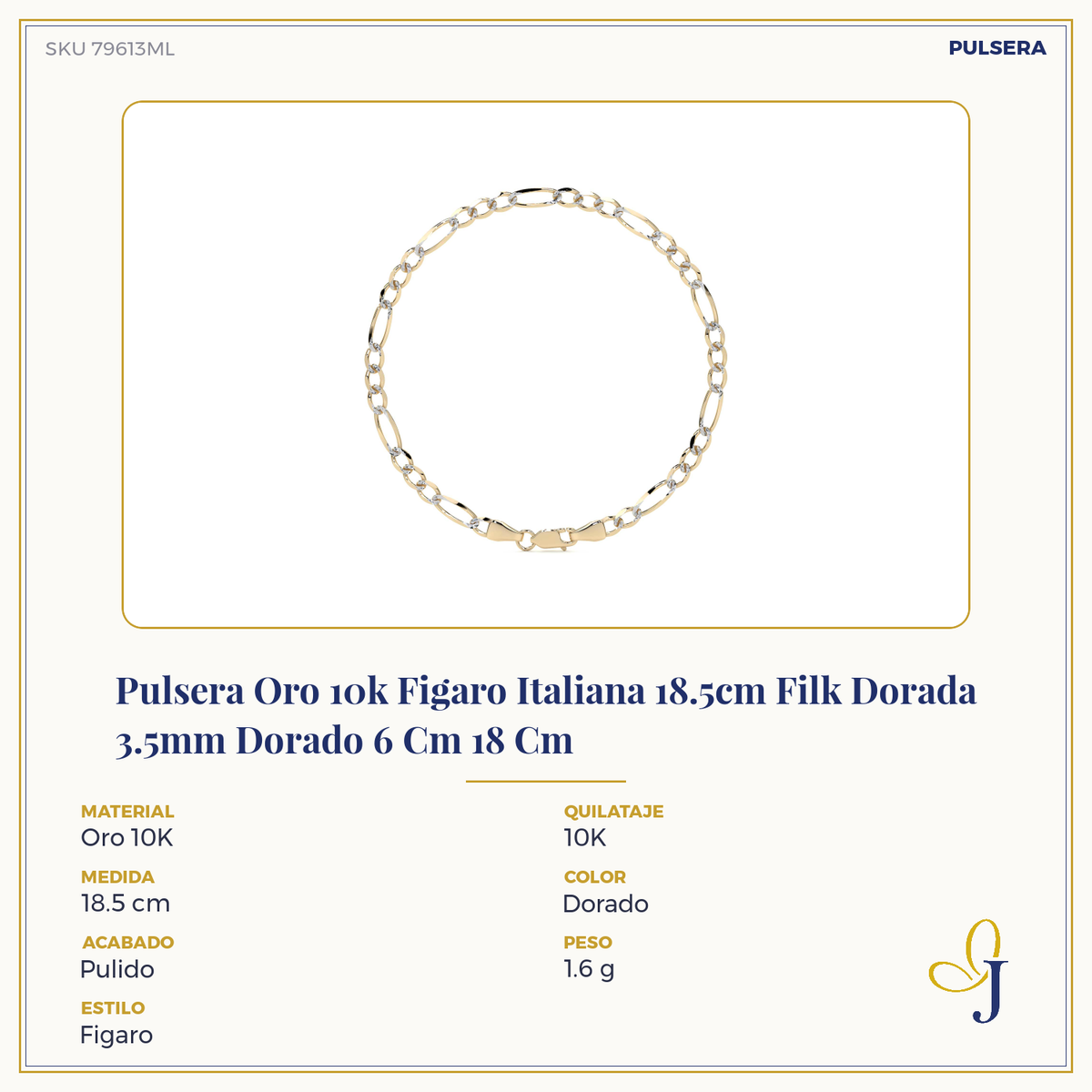 10K Gold Figaro Style Bracelet | Elegant Fine Jewelry Bangle