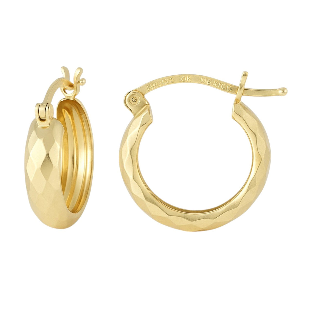 10k Gold Diamond-Cut Rhombus Bangle Earring