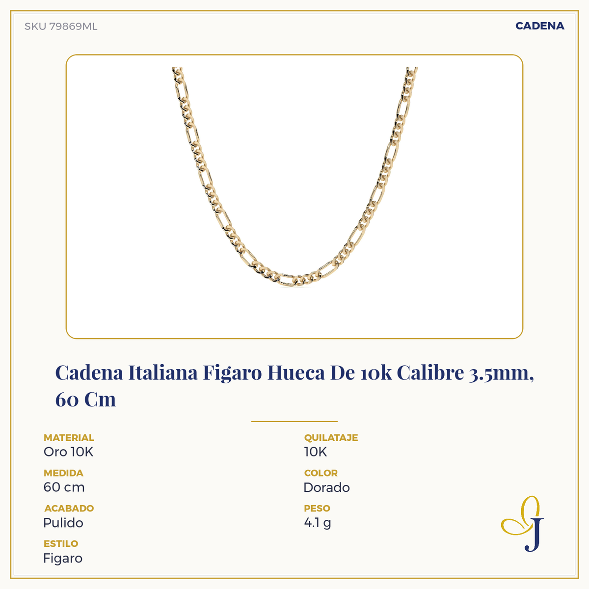 10K Gold Figaro 3x1 Unisex Chain | Italian Necklace 3.5mm Imperial Jewelry | Fine Durable Jewelry