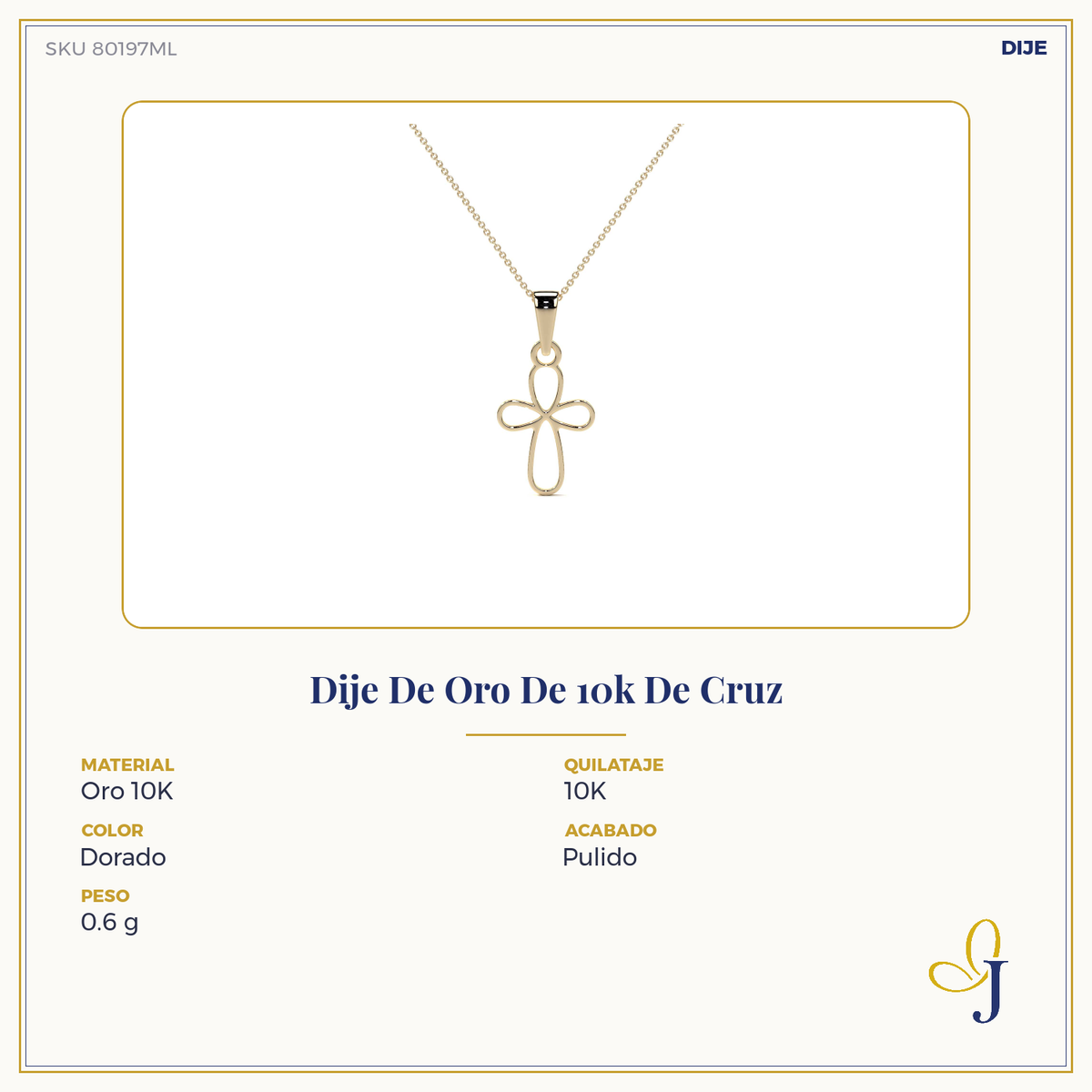 10k Gold Cross Pendant