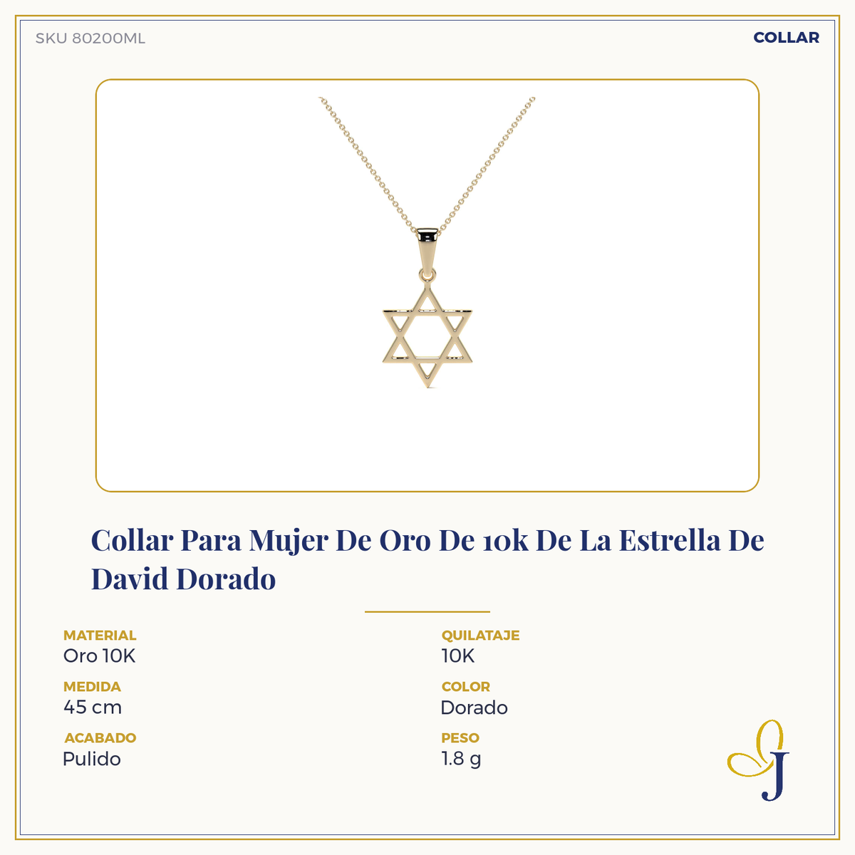 Women's 10k Gold Star of David Necklace
