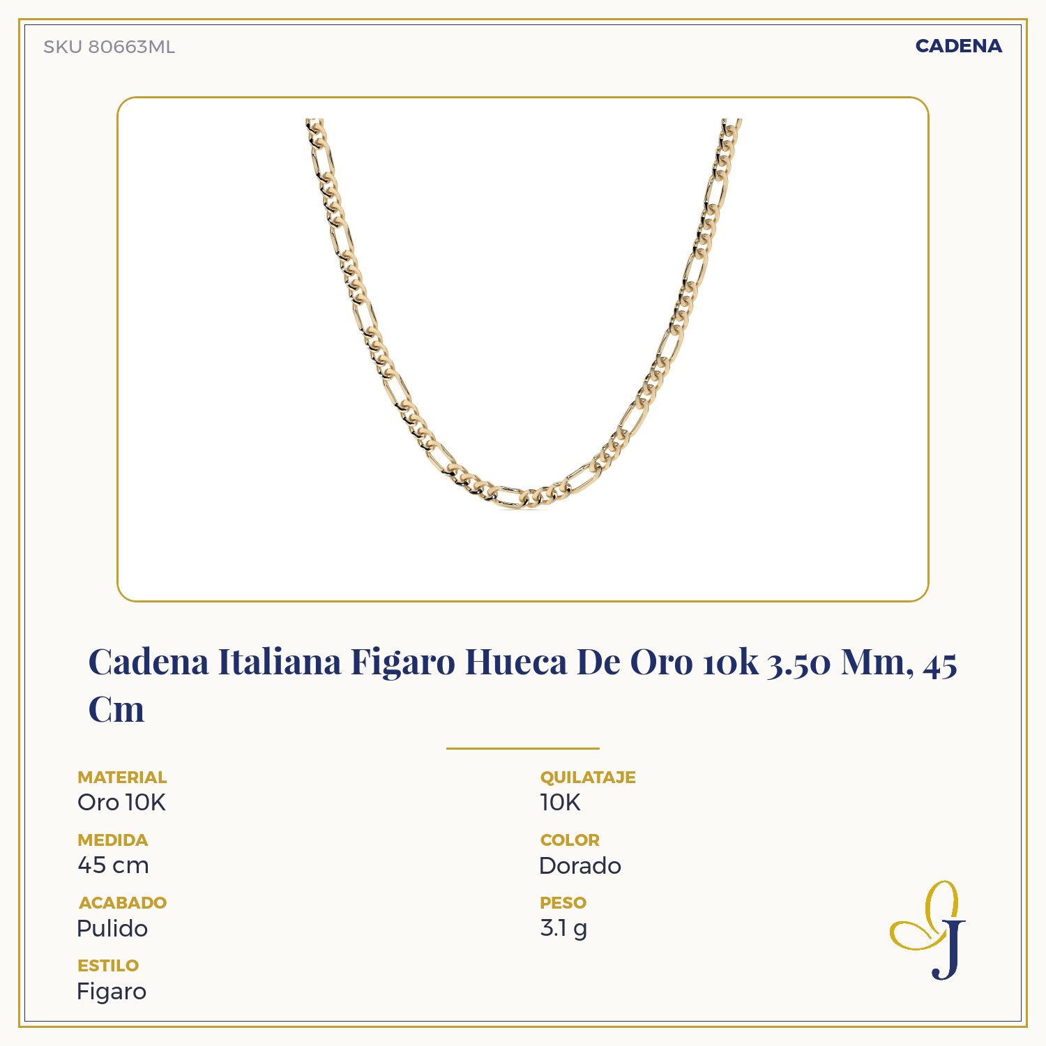 10K Gold Figaro 3x1 Unisex Chain | Italian Necklace 3.5mm Imperial Jewelry | Fine Durable Jewelry