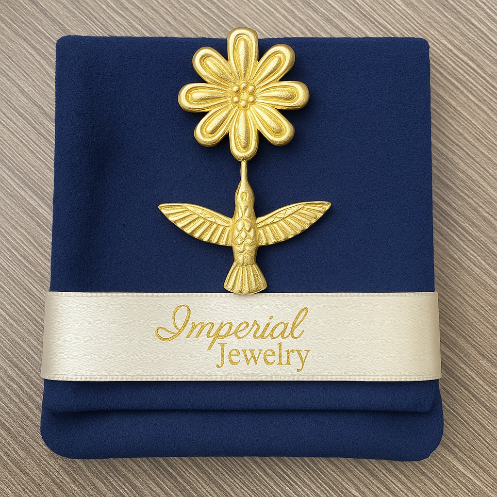 10K Gold Hummingbird with Flower Stud Earring