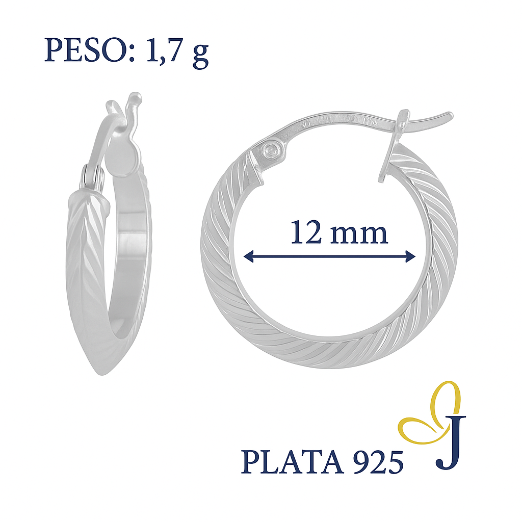 925 Silver 12mm Triangular Diamond-Cut Tube Hoop Earring