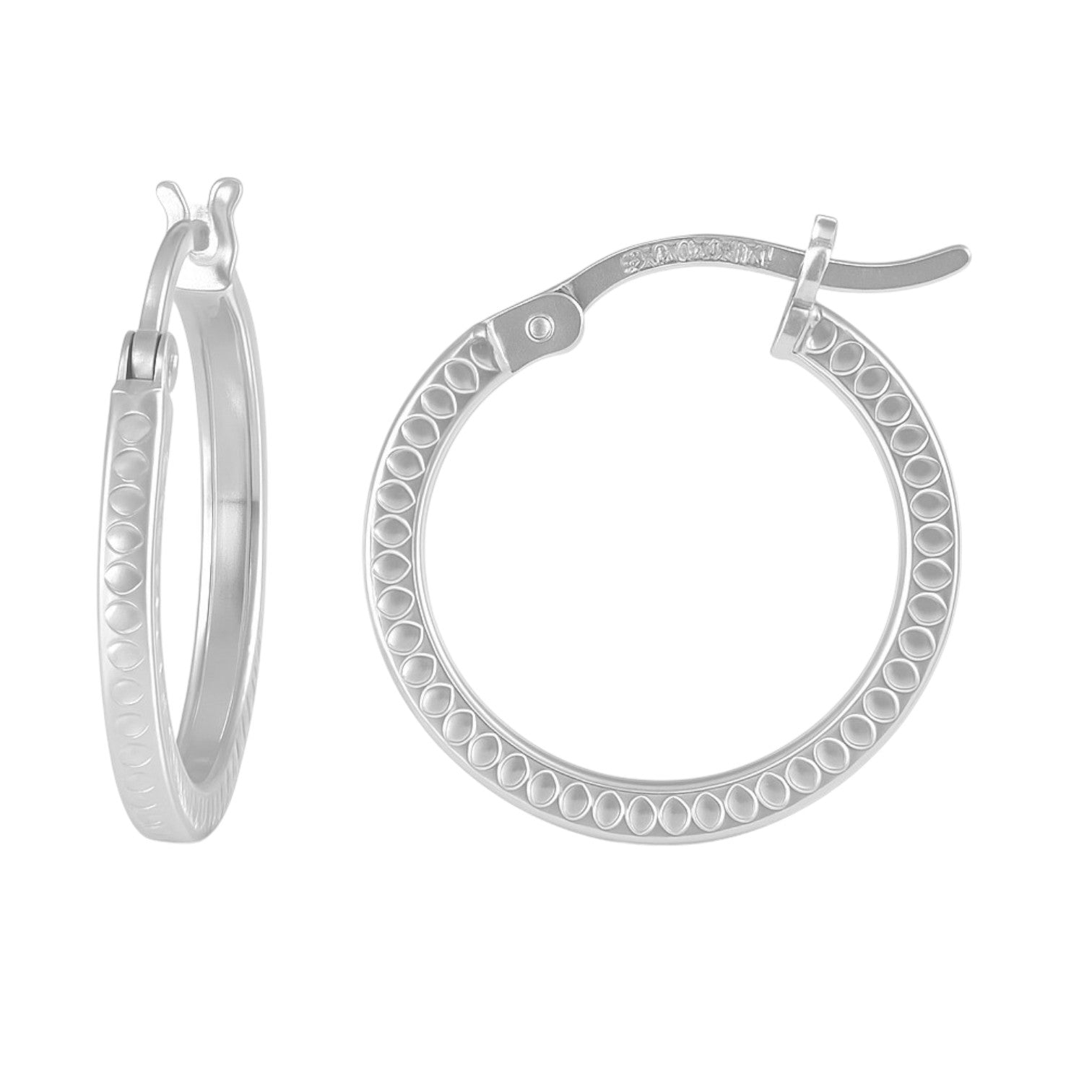 925 Silver Square Tube Hoop Earring with 12mm Engraving