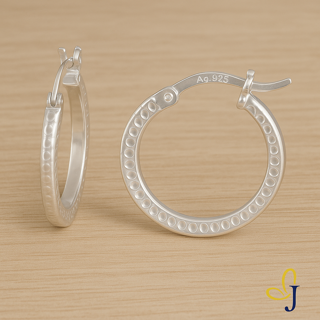 925 Silver Square Tube Hoop Earring with 12mm Engraving