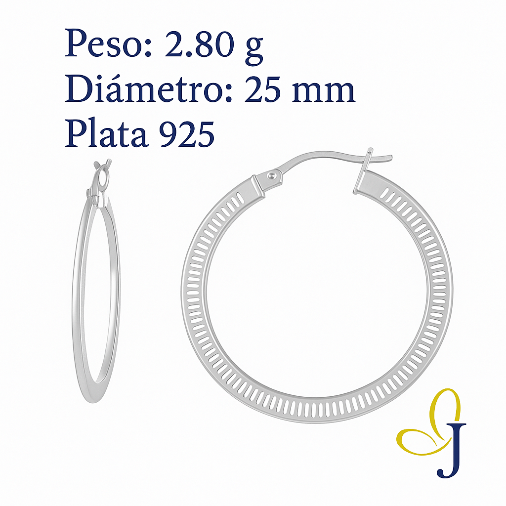 925 Silver Hoop Earring, 25mm