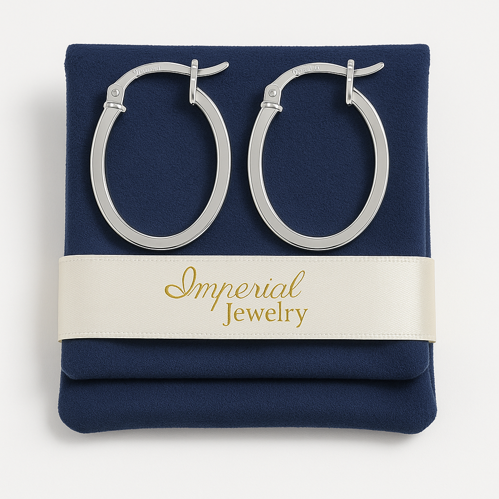 Smooth 20mm Oval Square Tube 925 Silver Hoops