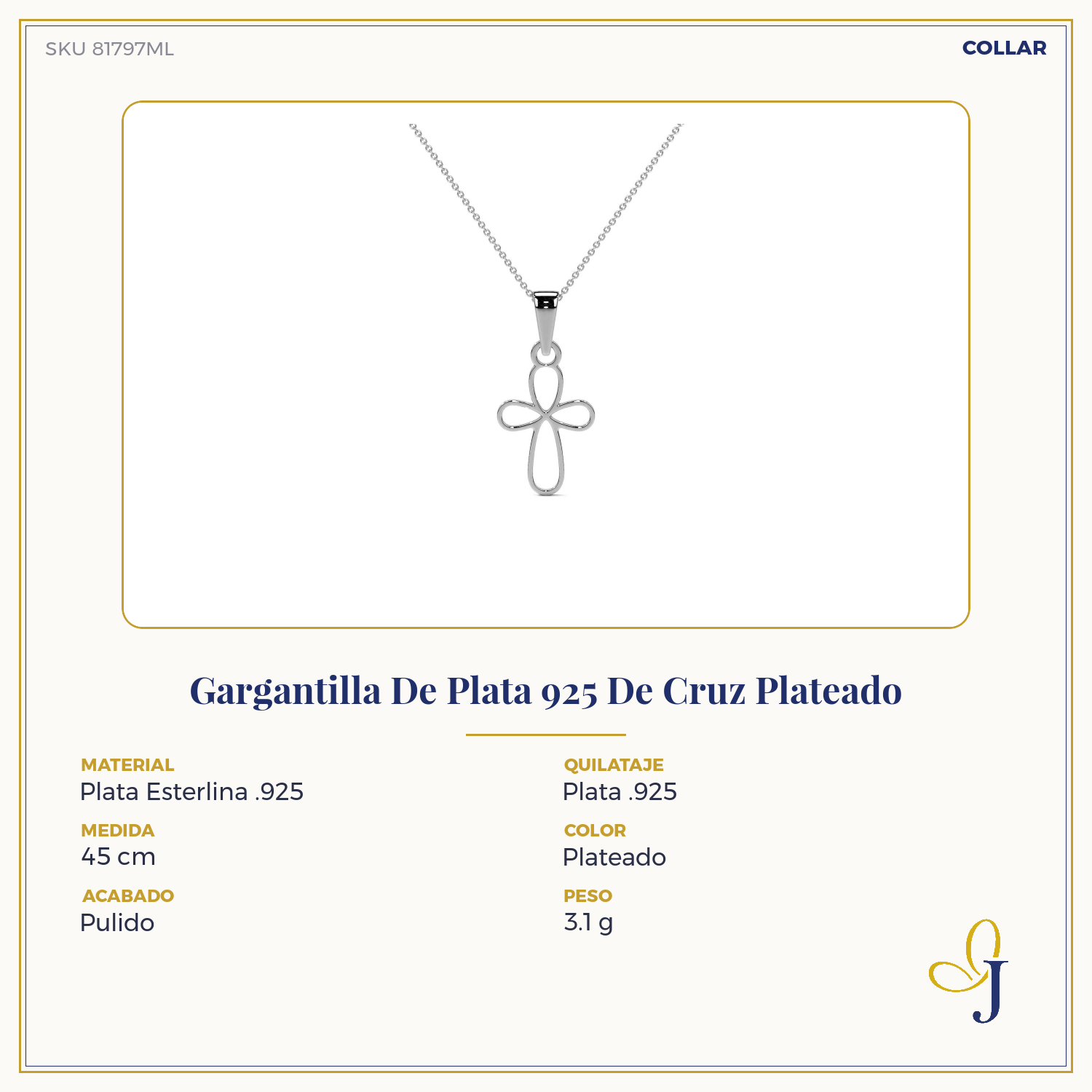 925 Sterling Silver Cross Choker