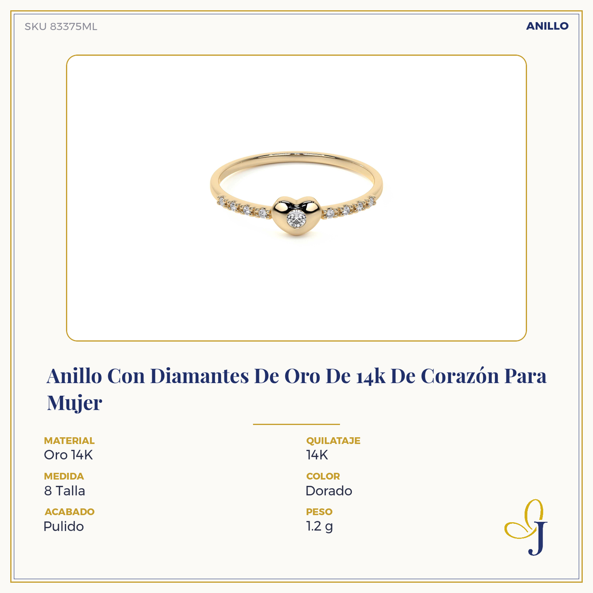Women's 14k Gold Heart Diamond Ring